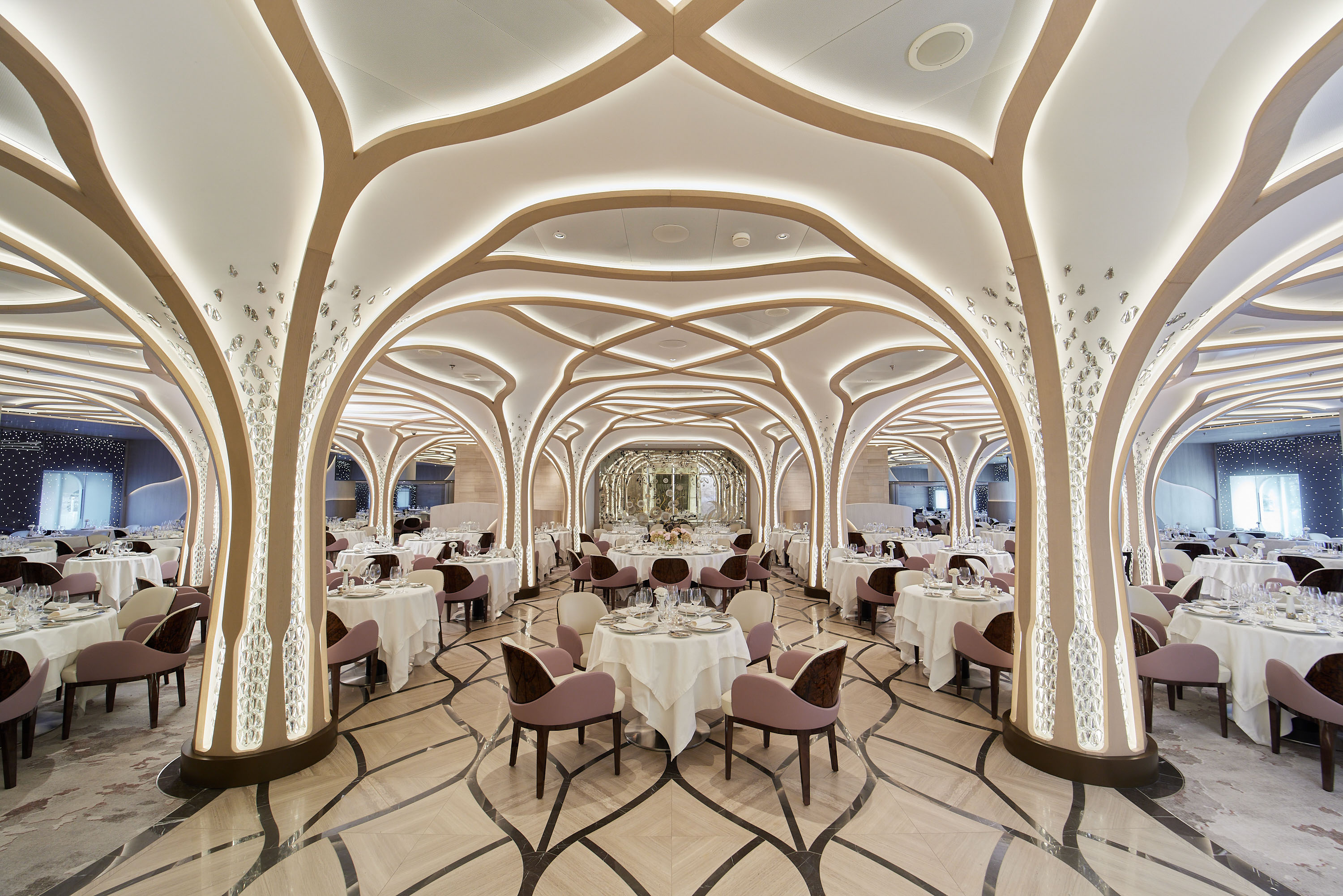 The dazzling Compass Rose restaurant, designed by Studio Dado.