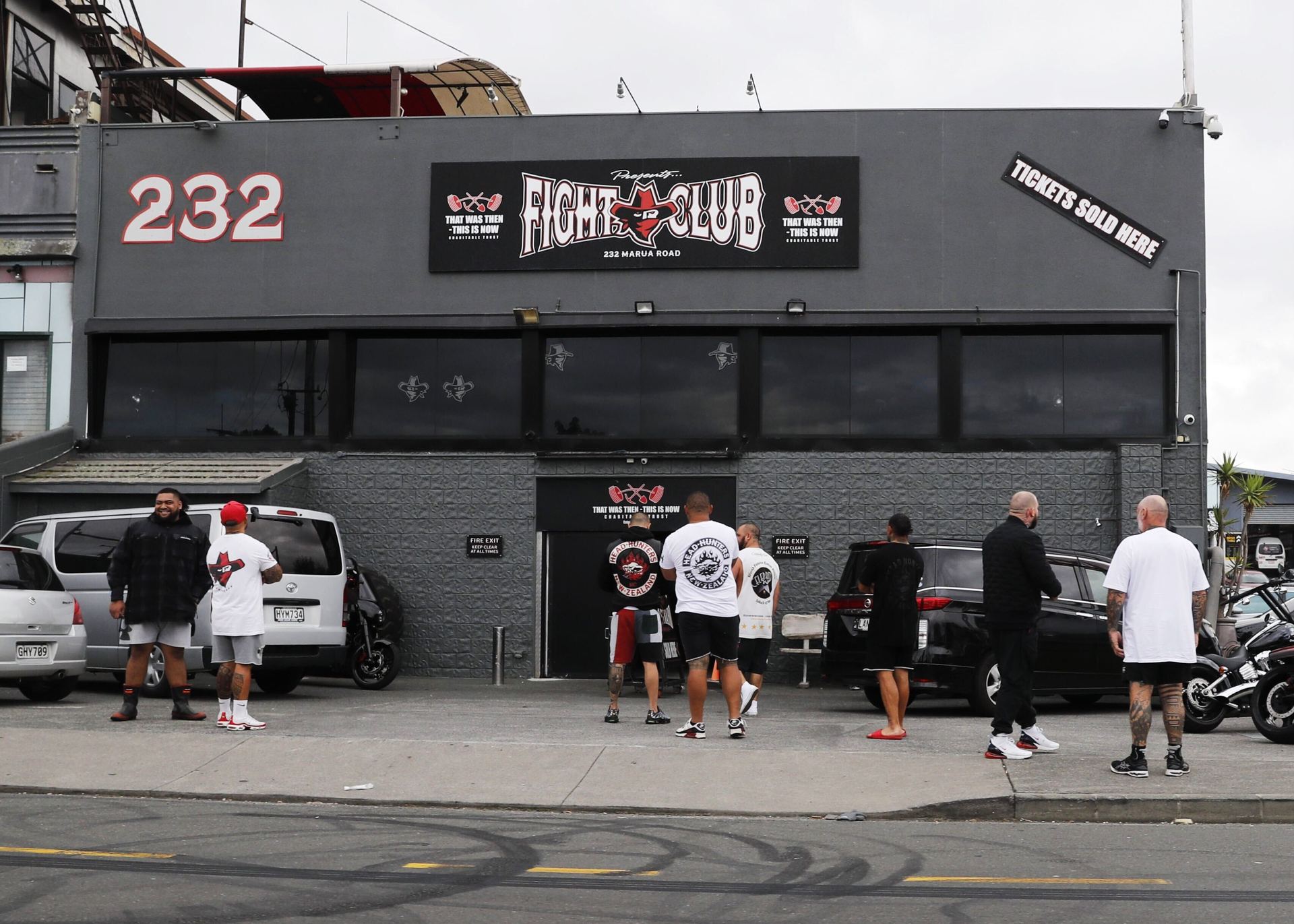 The scene today at the Marua Rd address of the gang's East chapter in the Auckland suburb of Ellerslie. 