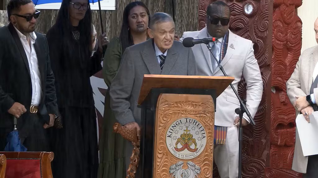 Kingi Tuheitia gives his annual address at Koroneihana 2024. Photo / Kiingitanga