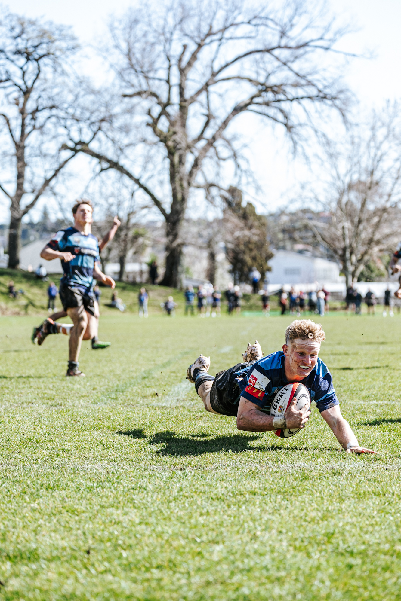 Mikey Morrison crosses for Nelson College against Southland Boys' High School. Photo / Tasman Rugby Union