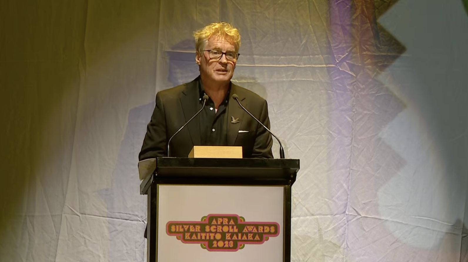 Kiwi music icon Don McGlashan was 'overwhelmed and lost for words' after being inducted into the NZ Music Hall of Fame. Photo / Apra Silver Scroll