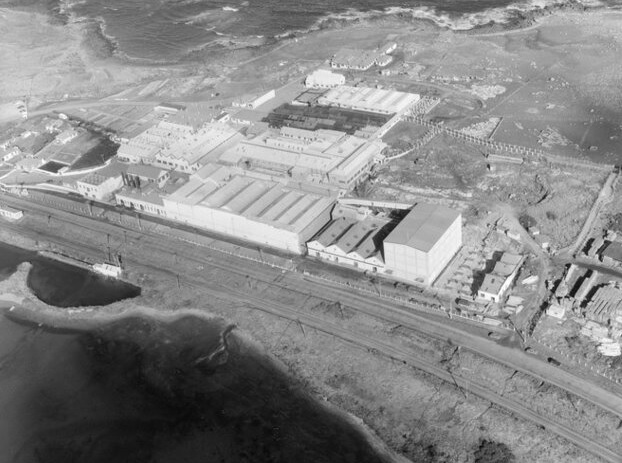 The Ocean Beach Freezing Works at Bluff in 1955. The nearly-100 year-old business was shuttered in 1996. Photo / National Library