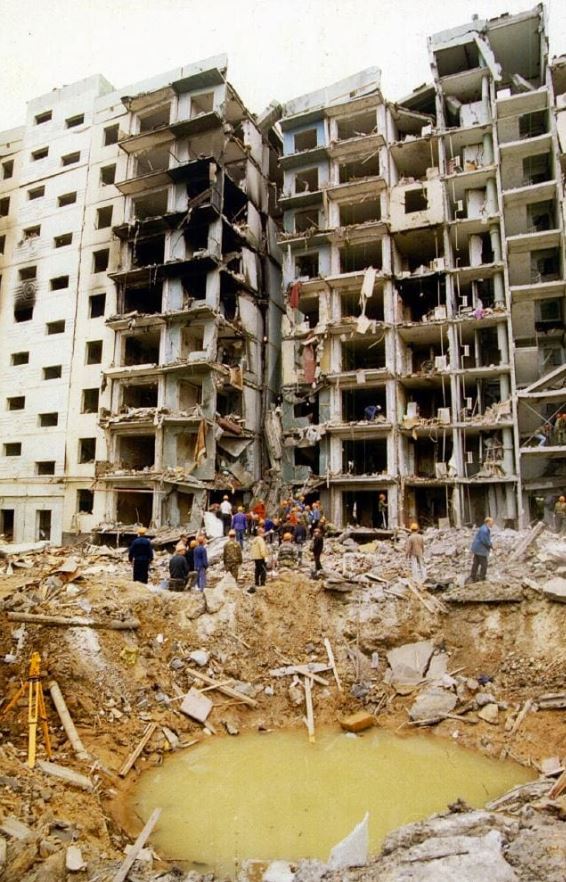 A bombed apartment building in the Russian city of Volgodonsk. Photo / AP