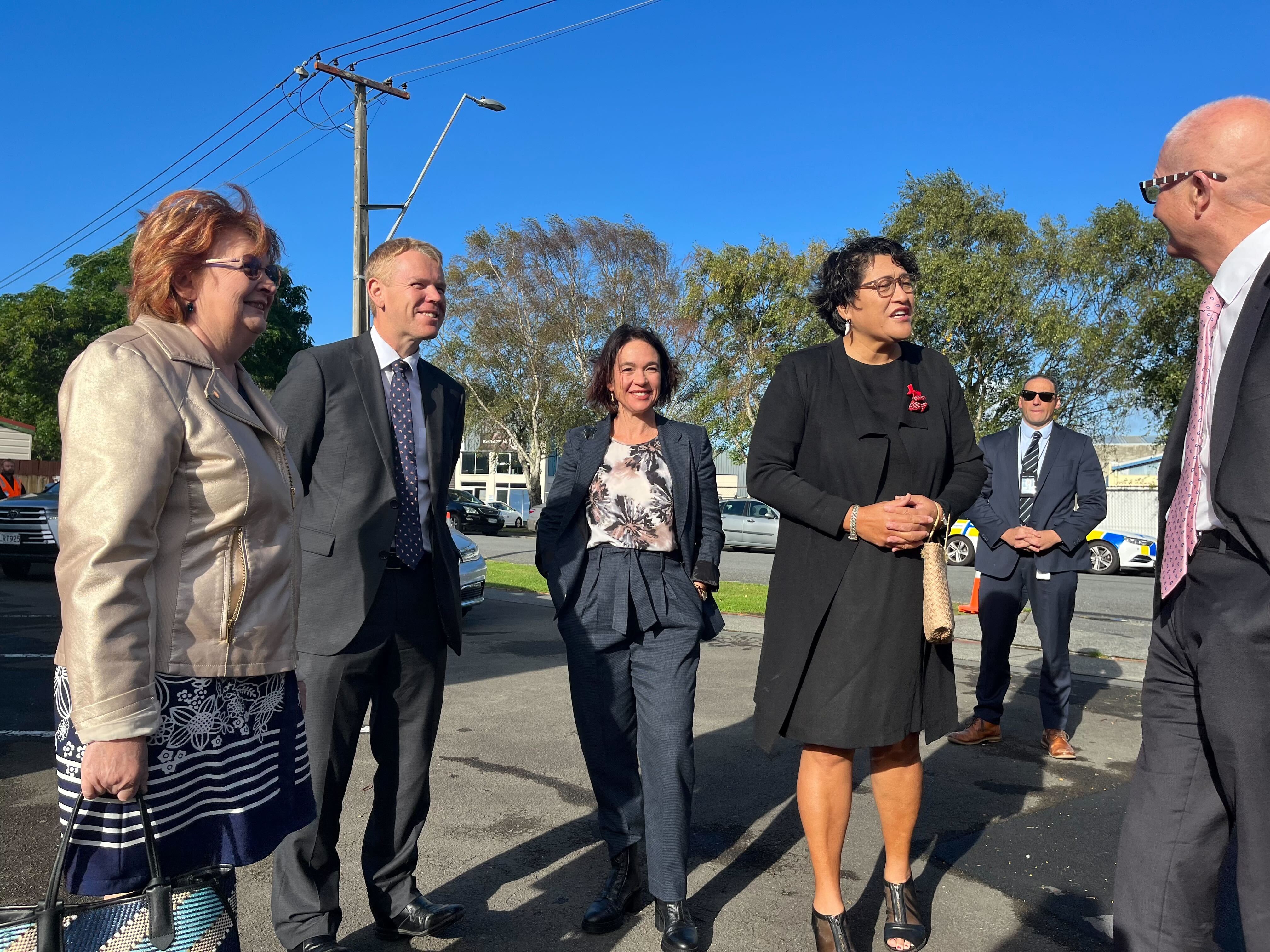 PM Chris Hipkins, Police Minister Ginny Andersen and Customs Minister Meka Whaitiri in Upper Hutt this year. Photo / Aaron Dahmen