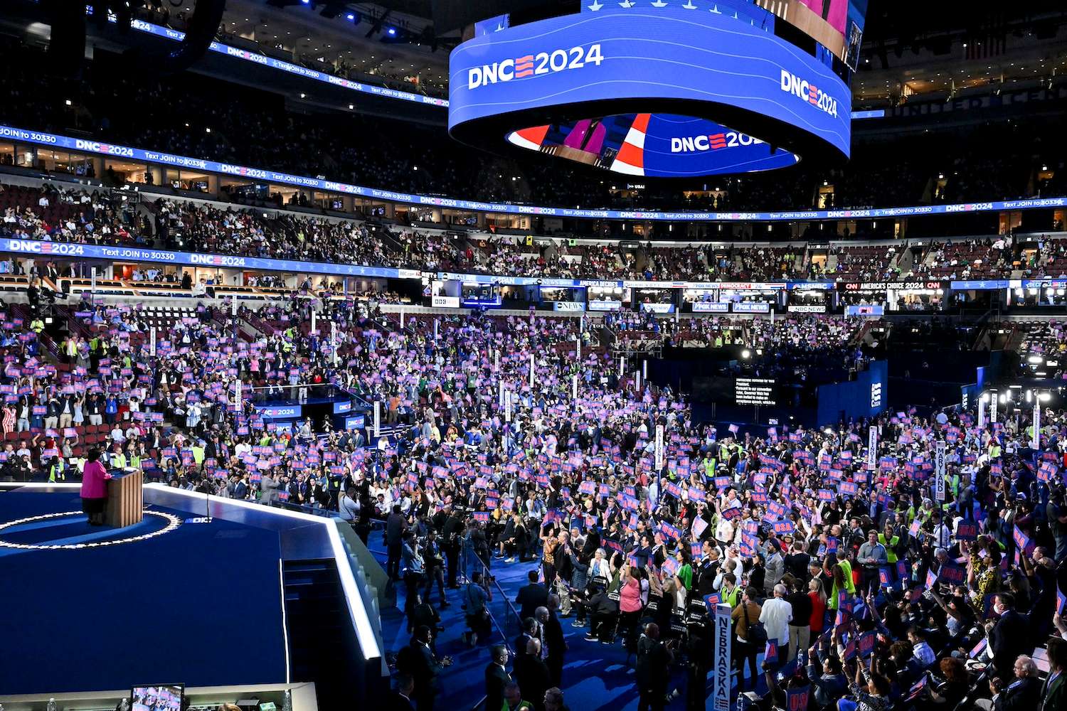 Day one of the Democratic National Convention at Chicago's United Centre. Photo / Ricky Carioti, The Washington Post