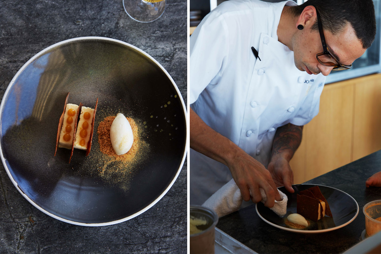 Executive chef Josh Barlow prepares the Kaikoura fromage blanc. Photos / Rebecca Zephyr Thomas 