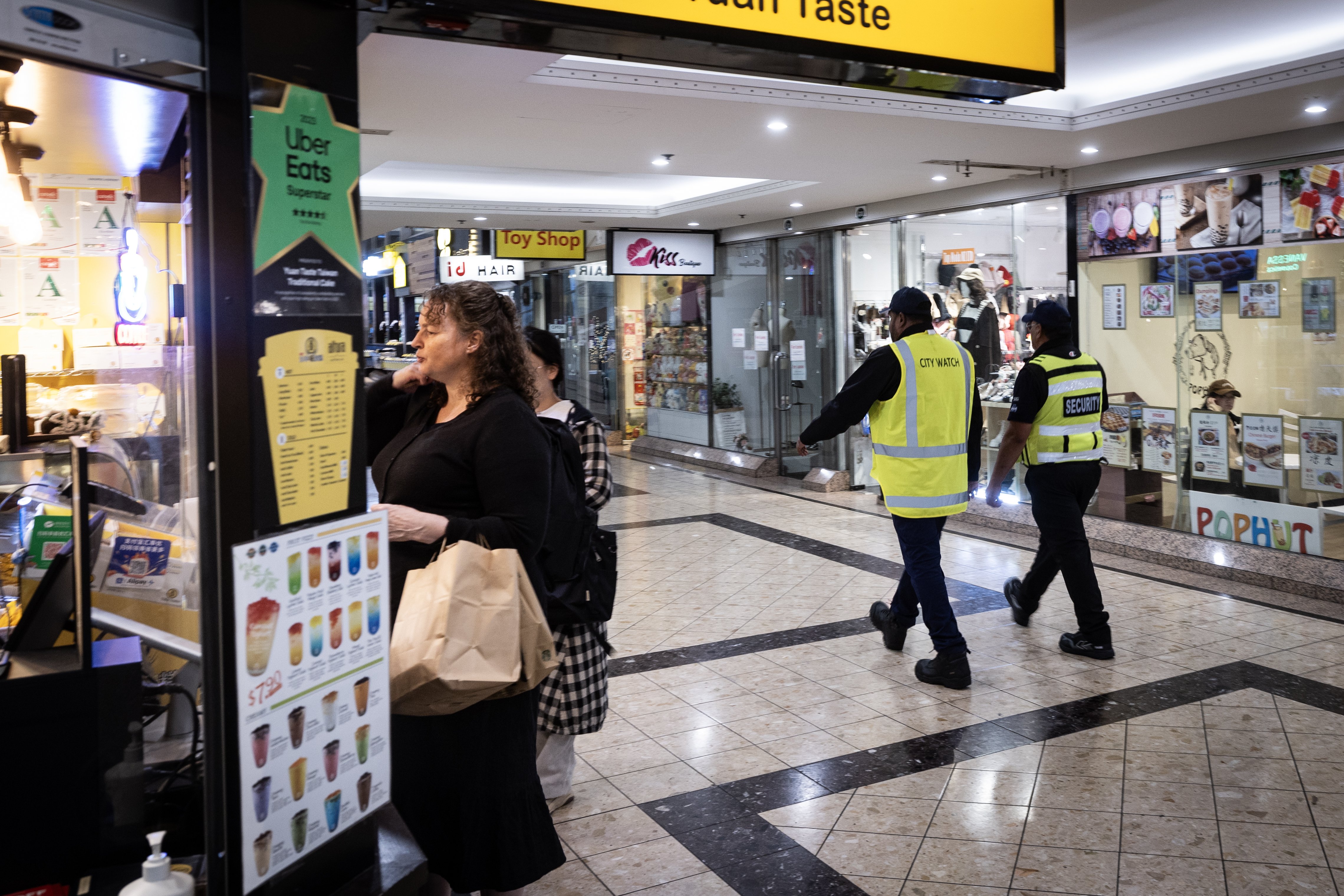 Security patrolling MidCity Mall on Queen Street. Photo / Jason Oxenham 
