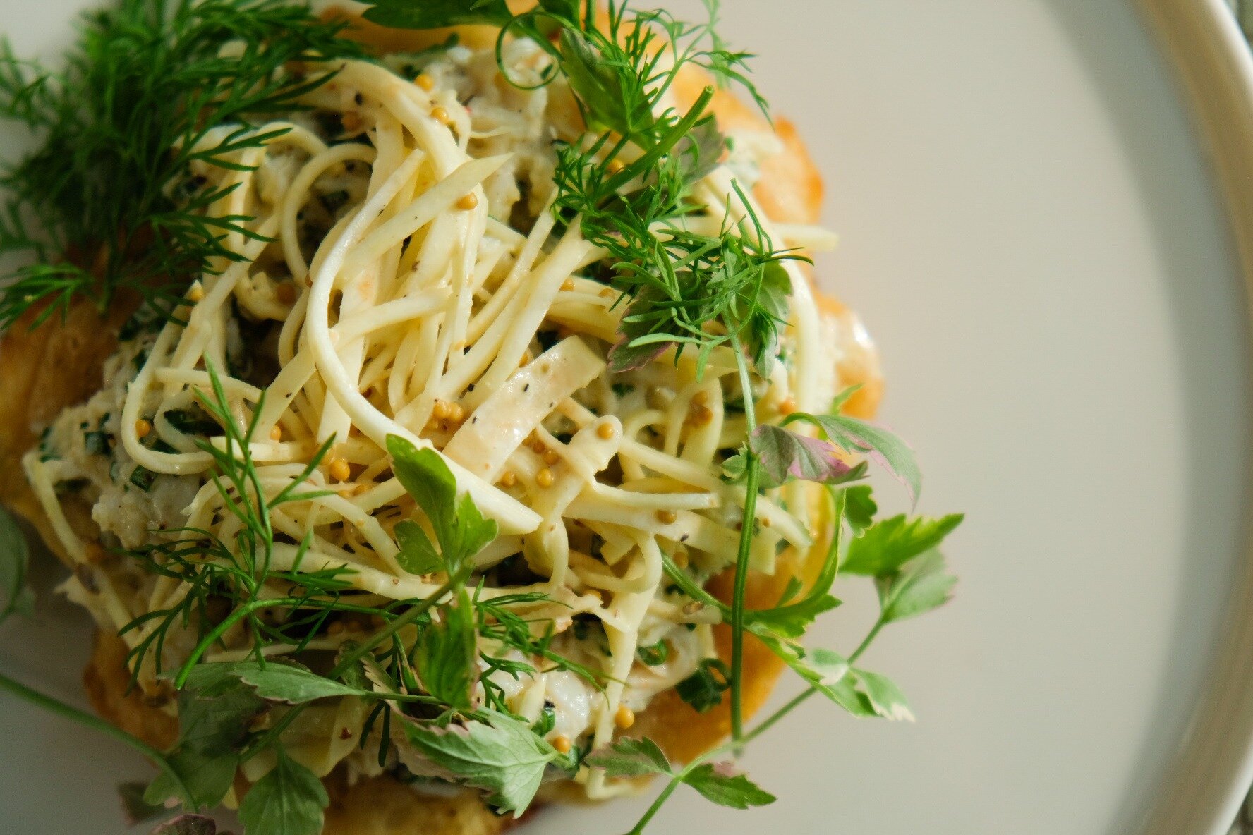 Origine, Ben Bayly's French restaurant in Auckland's Commercial Bay, has launched a breakfast menu that includes crab crumpets with a tarrgon remoulade. 