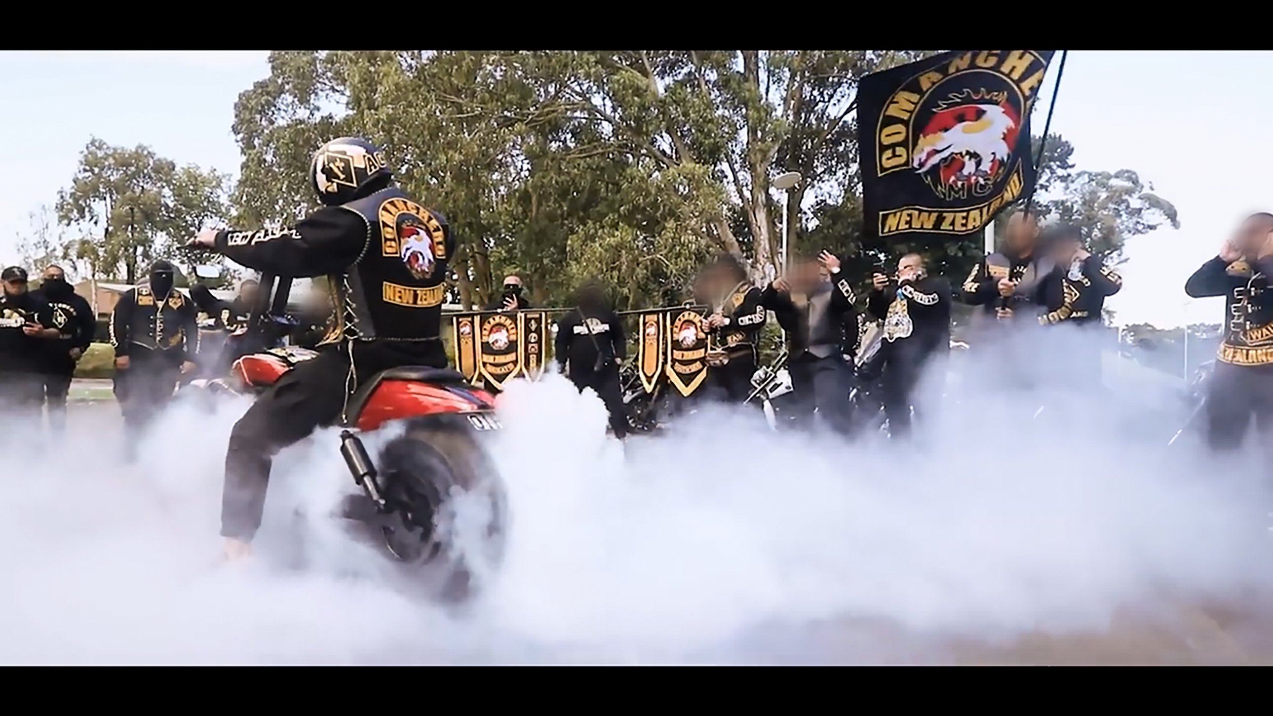 A still taken from Comancheros' latest social media video posted online. Photo / Supplied