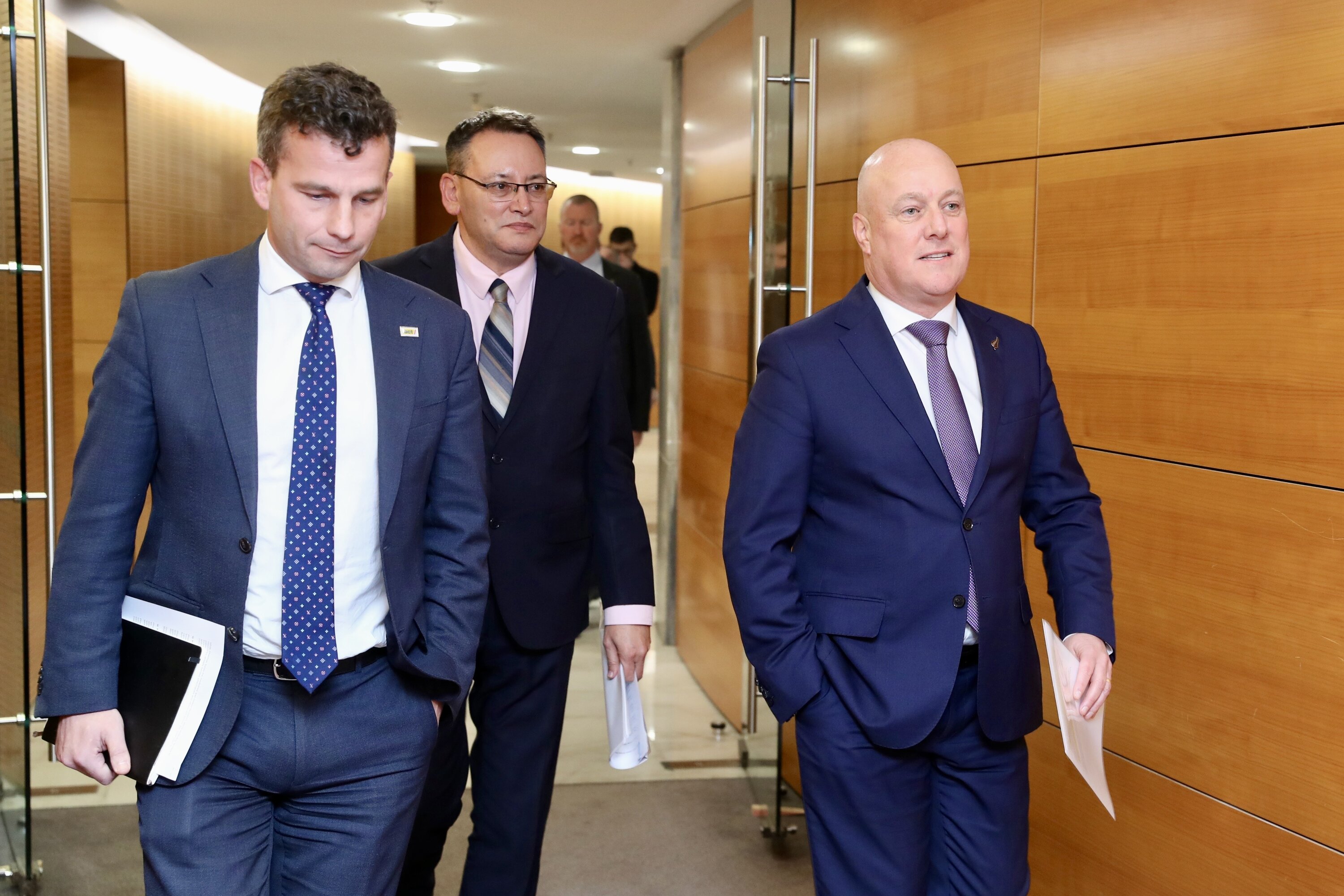 David Seymour, Dr Shane Reti and Prime Minister Christopher Luxon front media at today's post-Cabinet press conference in Wellington. Photo / Mark Mitchell 