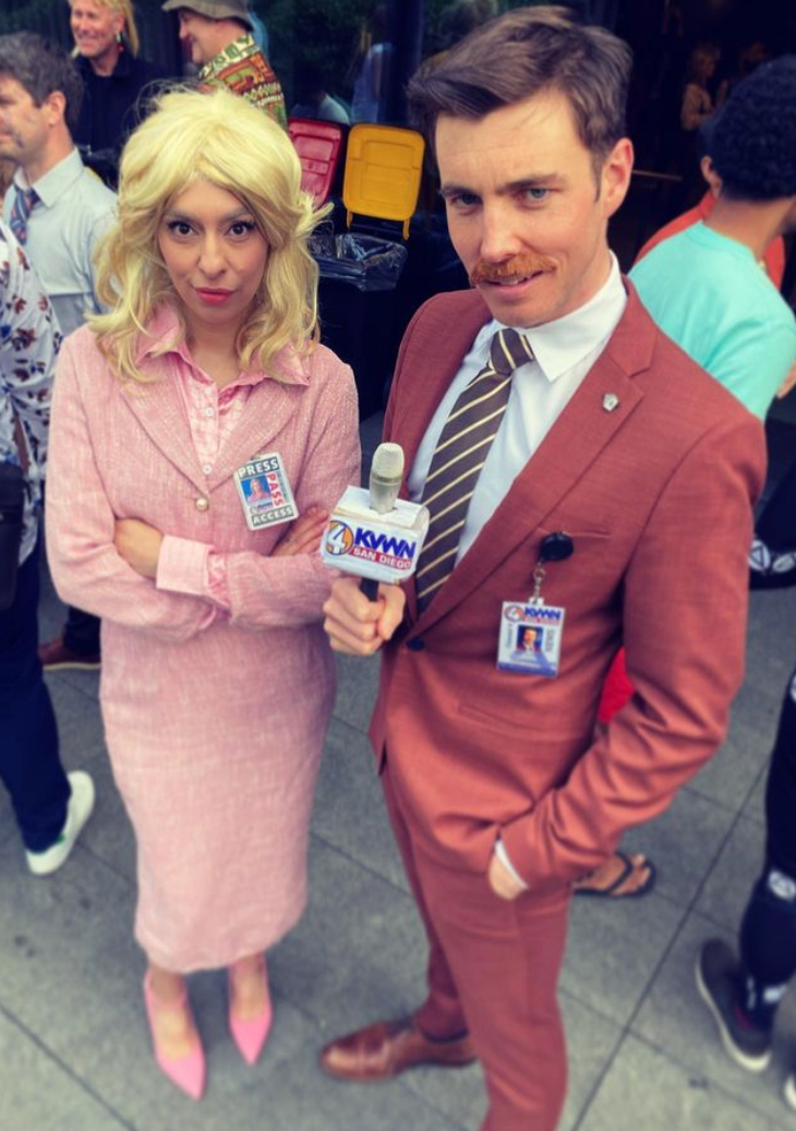 Jack Tame and Mava Moayyed at the TVNZ Christmas party last year. Photo / Supplied