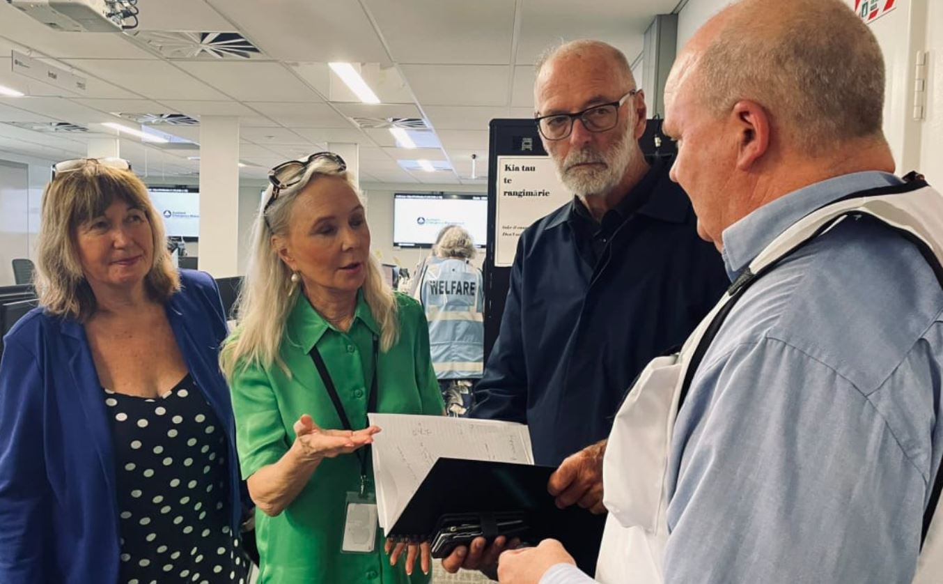 Mayor Wayne Brown at Auckland Emergency Management on January 28, with Councillor Sharon Stewart and Deputy Mayor Desley Simpson. Photo / Supplied