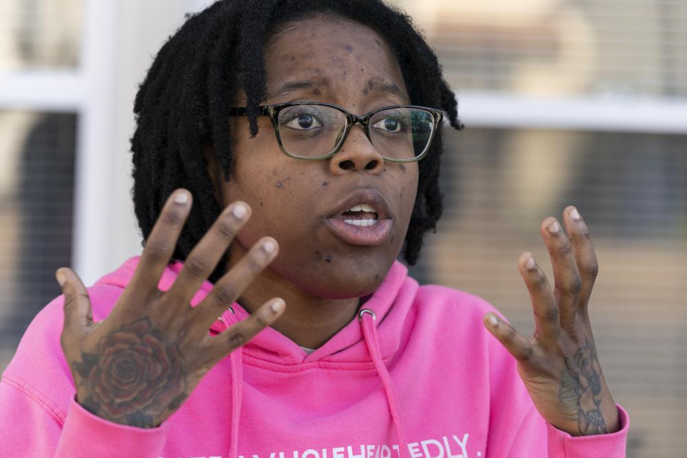 Briana Tyler speaks with The Associated Press about witnessing the mass shooting. Photo / AP
