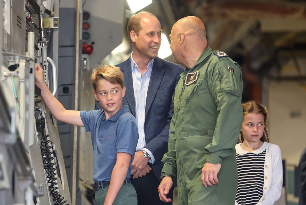 Prince William and Prince George during their visit to the Air Tattoo at RAF Fairford. Photo / Getty Images