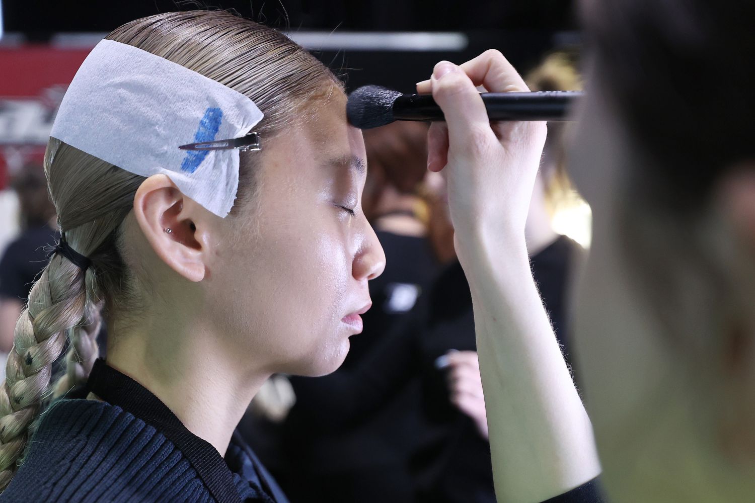 Perfectly prepped for makeup application at the Graduate show. Photo / Getty Images