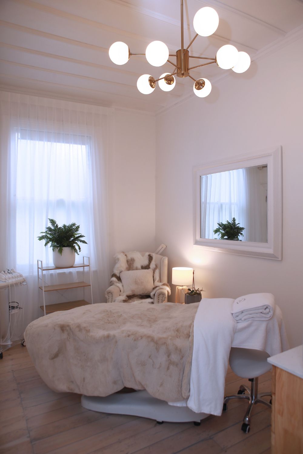 Cosy treatment rooms are complete with plush furnishings to keep you warm and toasty while skin therapists work their magic. Photo / Supplied