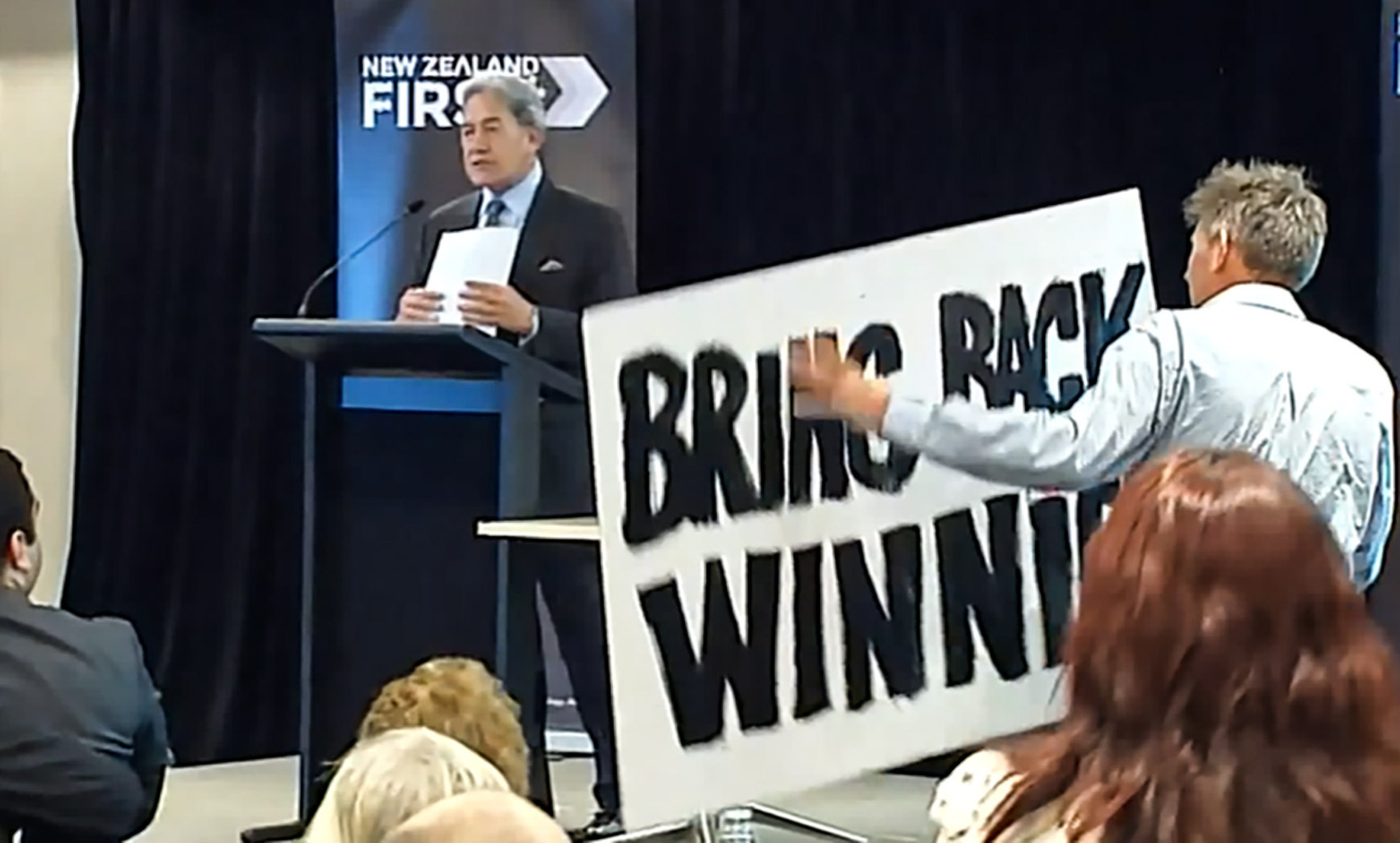 New Zealand First leader Winston Peters speaks at the party's AGM in Auckland yesterday. Photo / Jason Walls 