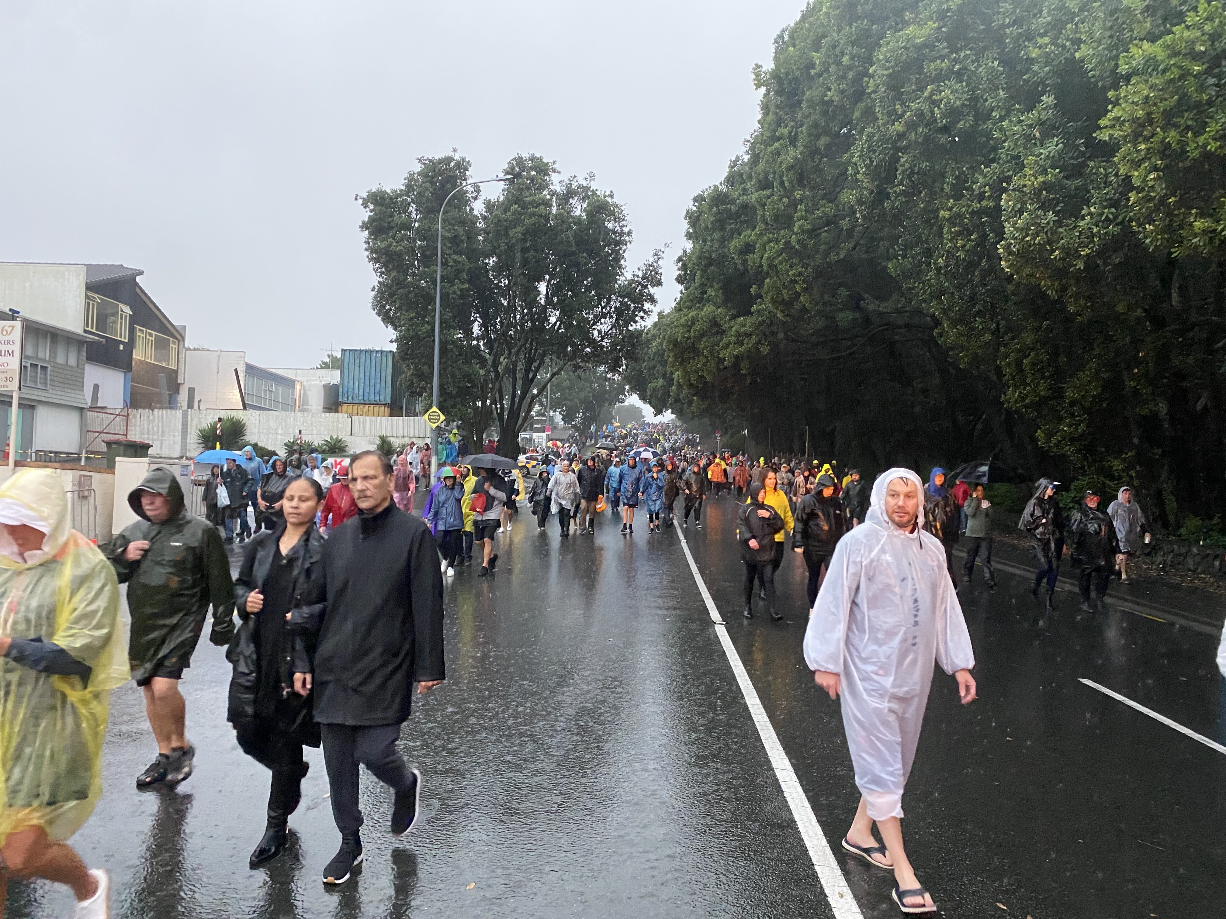 Dissappointed fans stream from Mt Smart Stadium as Elton John's concert is cancelled amid heavy downpours in the city. Photo / Alanah Eriksen