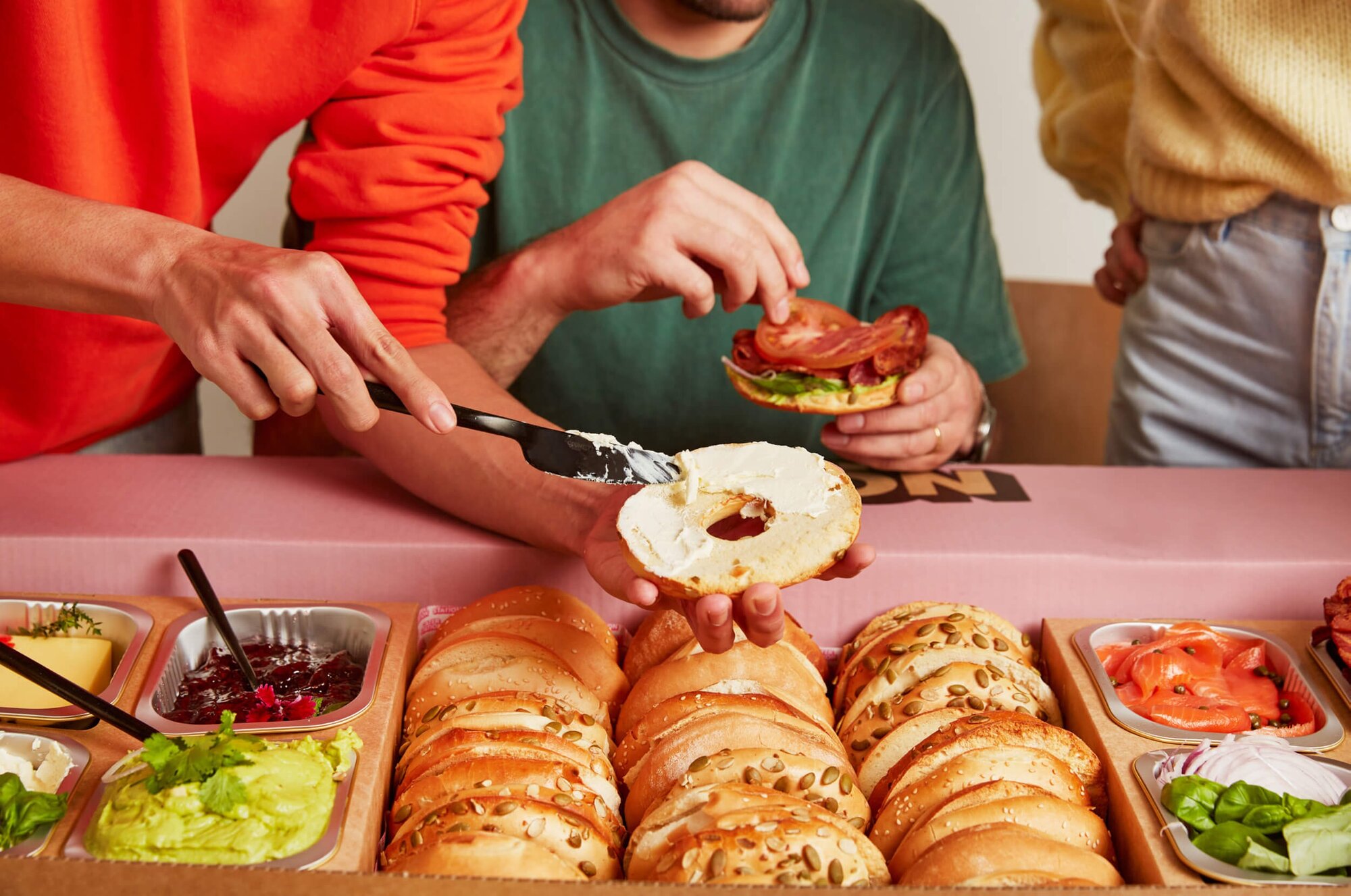 Cater Station delivers boxes of build-your-own meals, from salmon bagels to loaded potatoes and tacos, gyros and banh mi.

Photo / Supplied