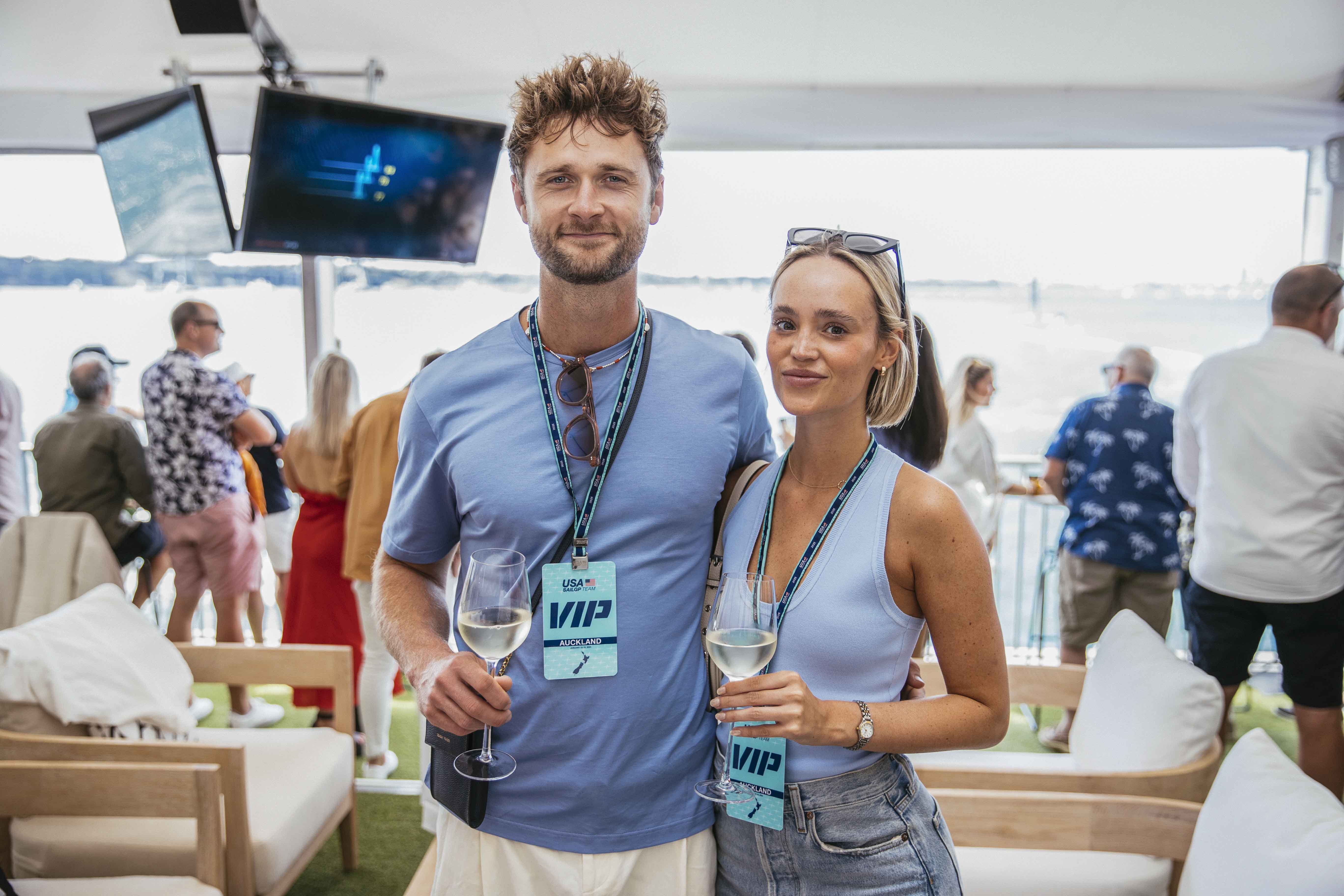 Society chef Hercules Noble and The Cosmetic Clinic’s  Vicky Lourens at the SailGP Adrenaline Lounge.