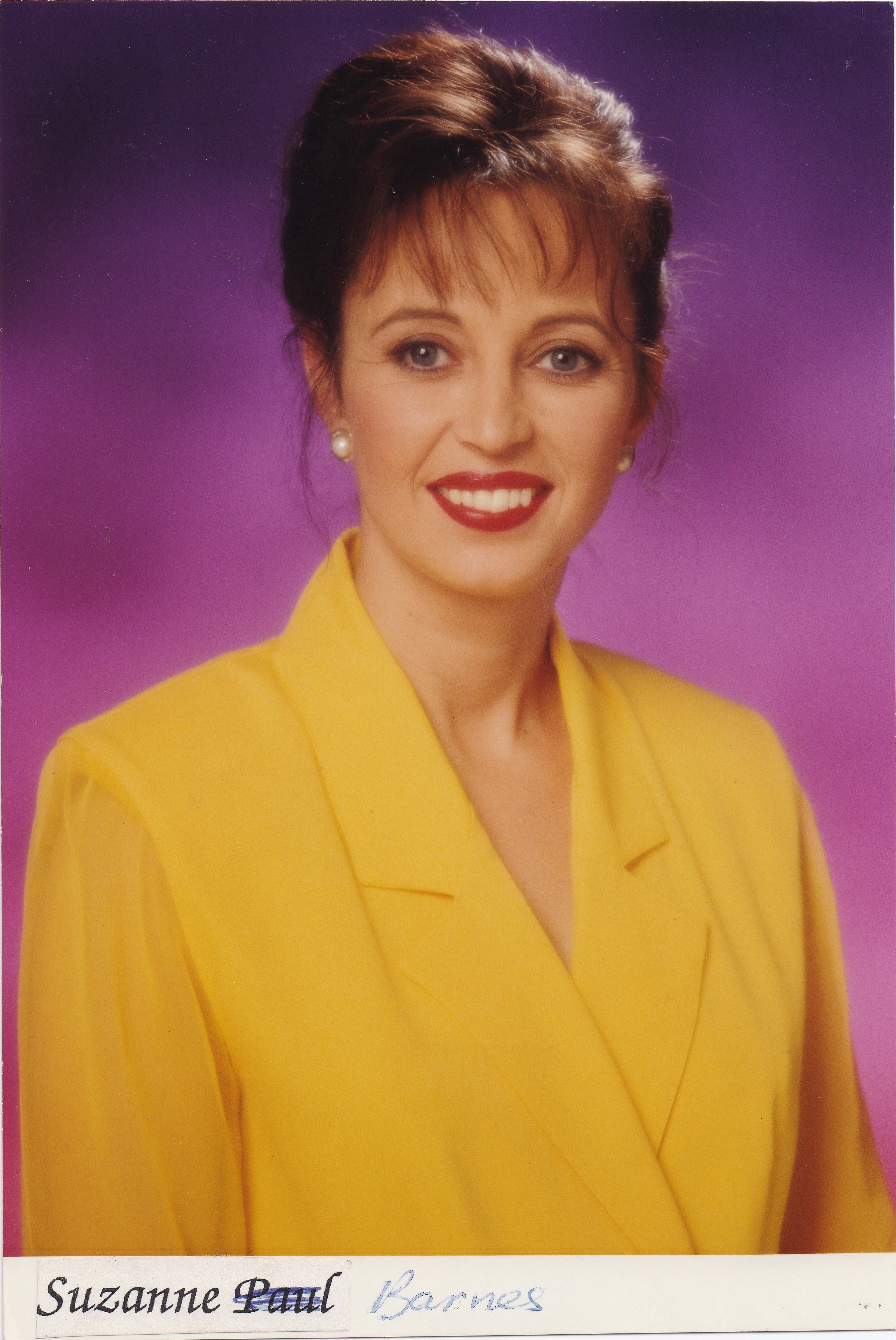 Official publicity photograph, circa 1994, for Suzanne Paul aka Susan Barnes. 