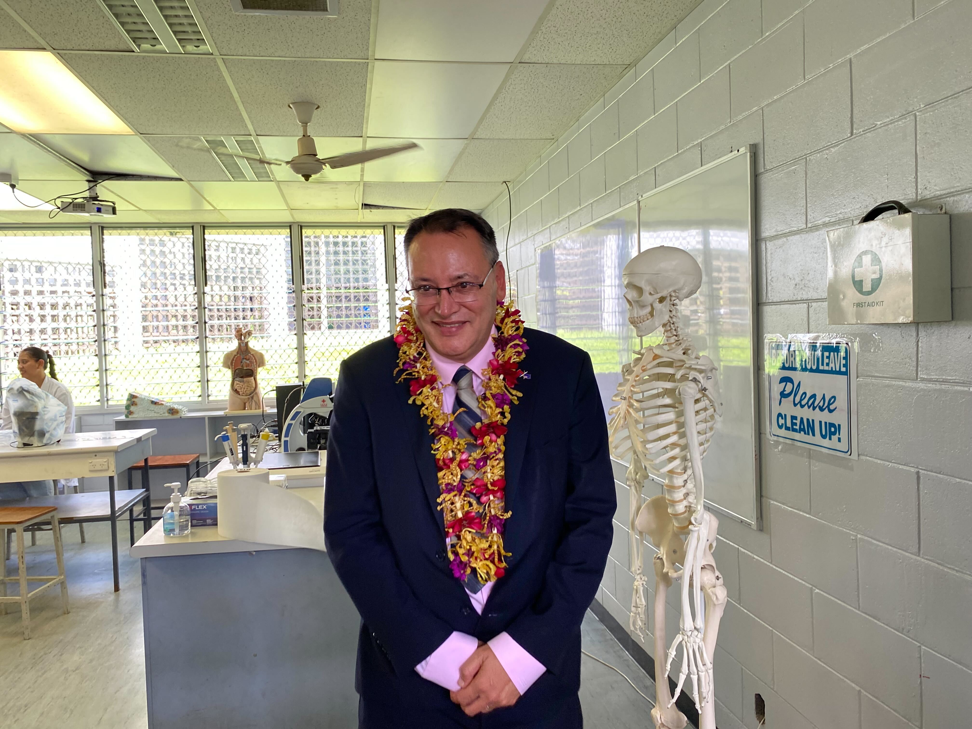 Health minister Dr Shane Reti during a visit at the National University of Samoa. Photo / Vaimoana Mase