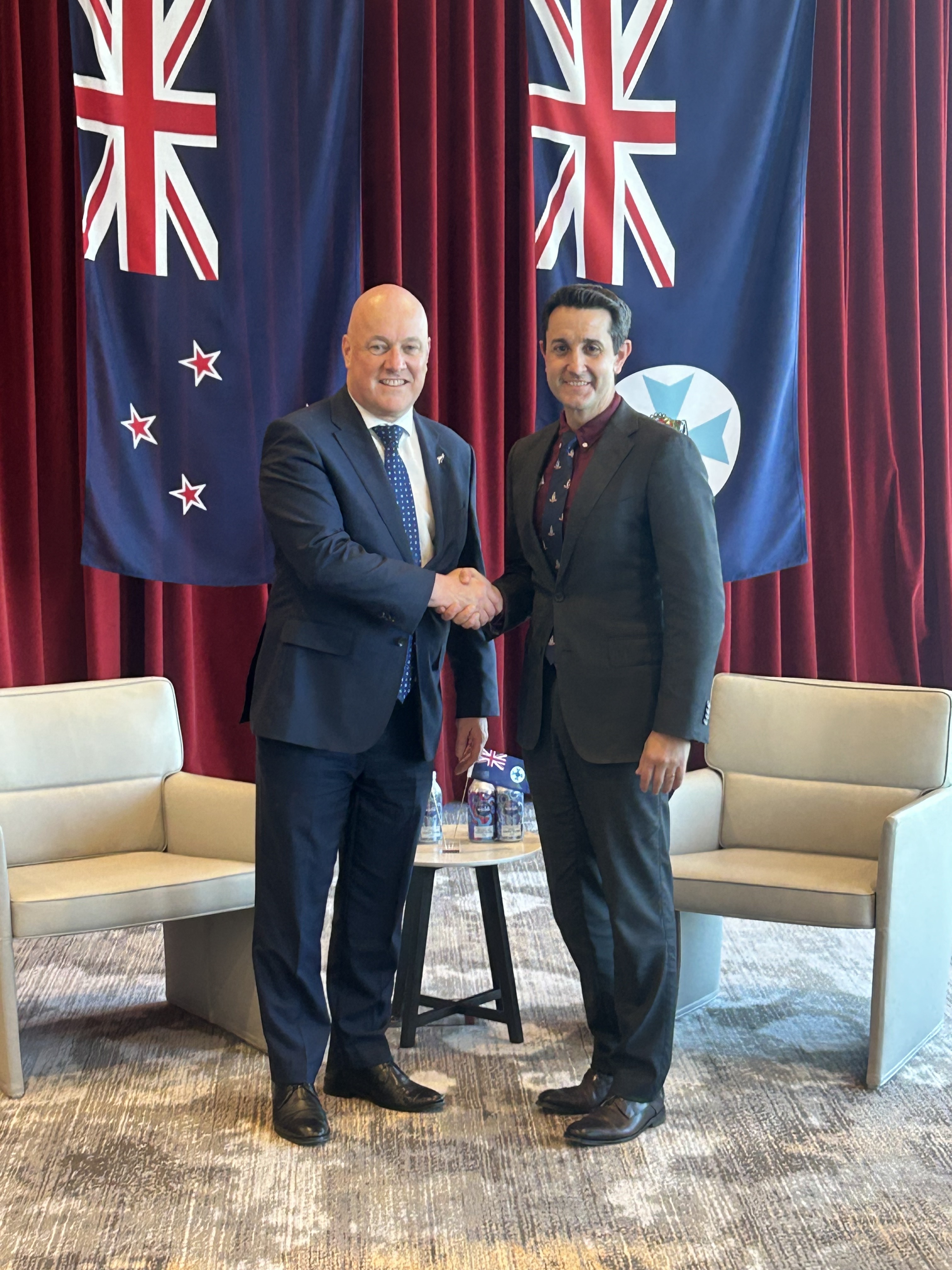 Prime Minister Christopher Luxon meeting with Queensland Premier David Crisafulli in Brisbane. Photo / Adam Pearse