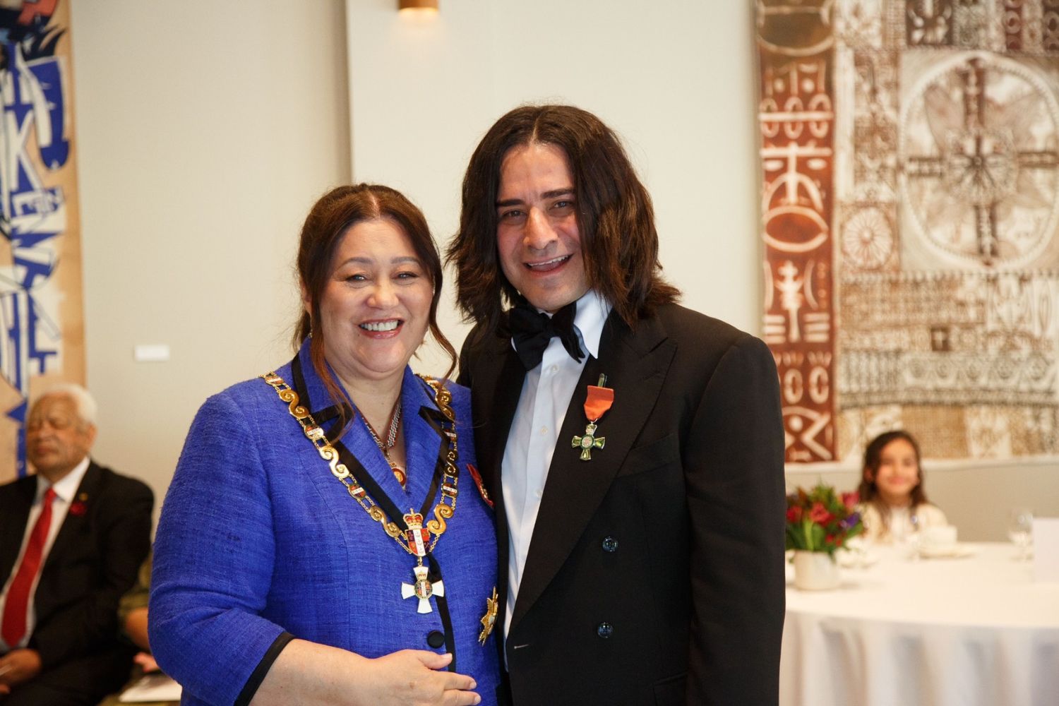 Governor-General Dame Cindy Kiro poses with Danny during the Investiture Ceremony at Government House. Photo / Supplied