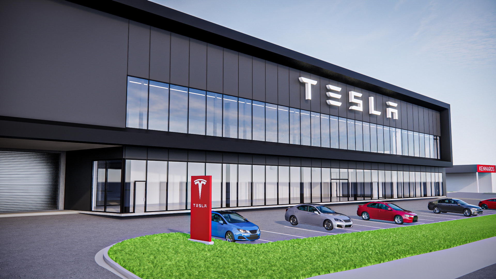 Plans for the new Tesla Westgate, as shown on NZRPG's site. The store will be near the existing Mitre 10 Mega. Photo / NZRPG