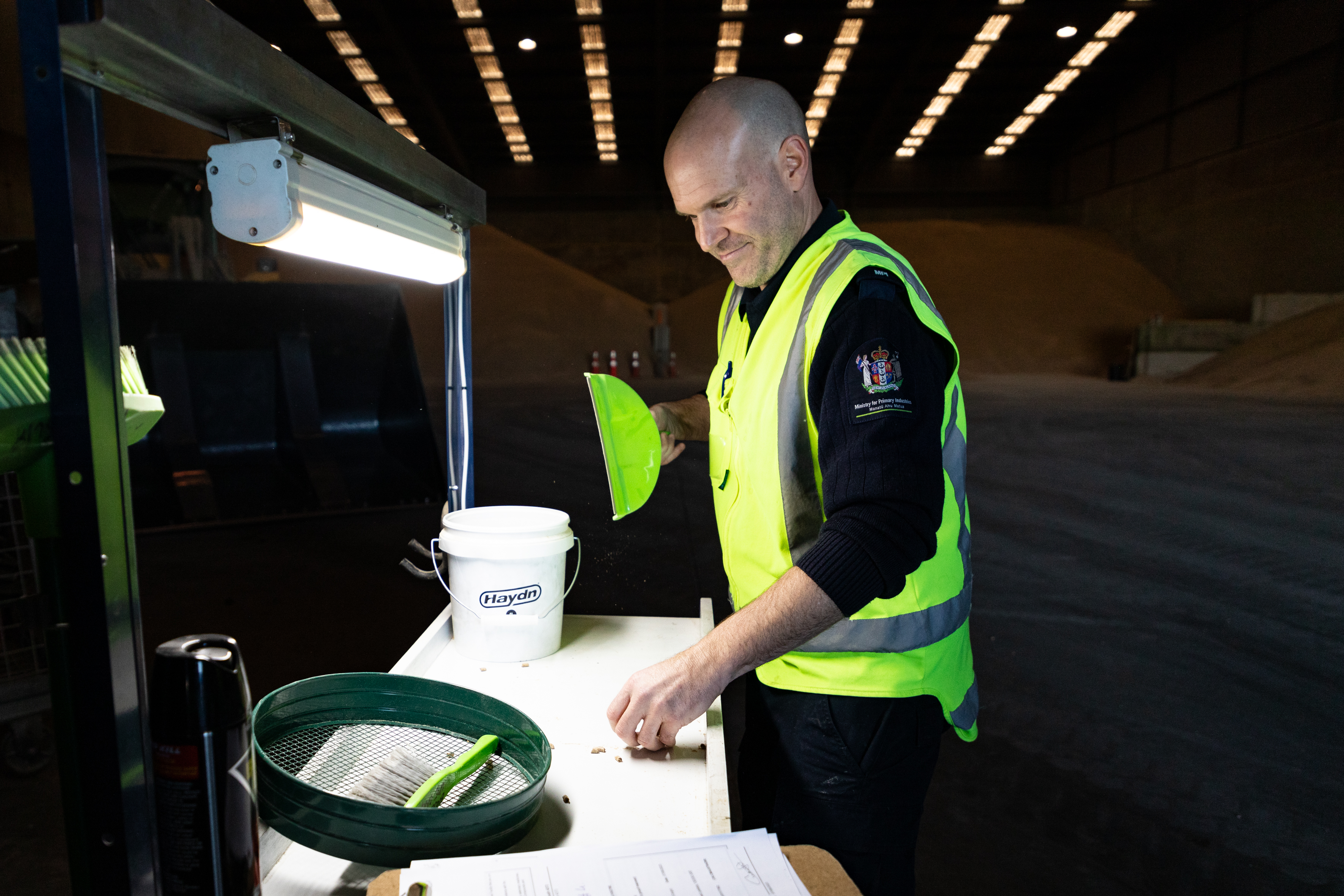 Avent Green inspecting bulk imports at the RMD Transport storehouse in Tauranga. Photo / Alex Cairns