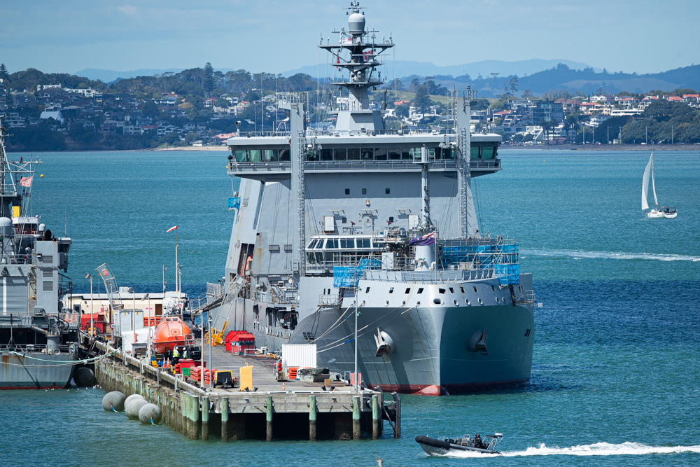 HMNZS Aotearoa berthed at Devonport Naval Base on Wednesday. The ship suffered nearly $10m of damage due to contaminated diesel, Herald inquiries have revealed. Photo / Jason Dorday