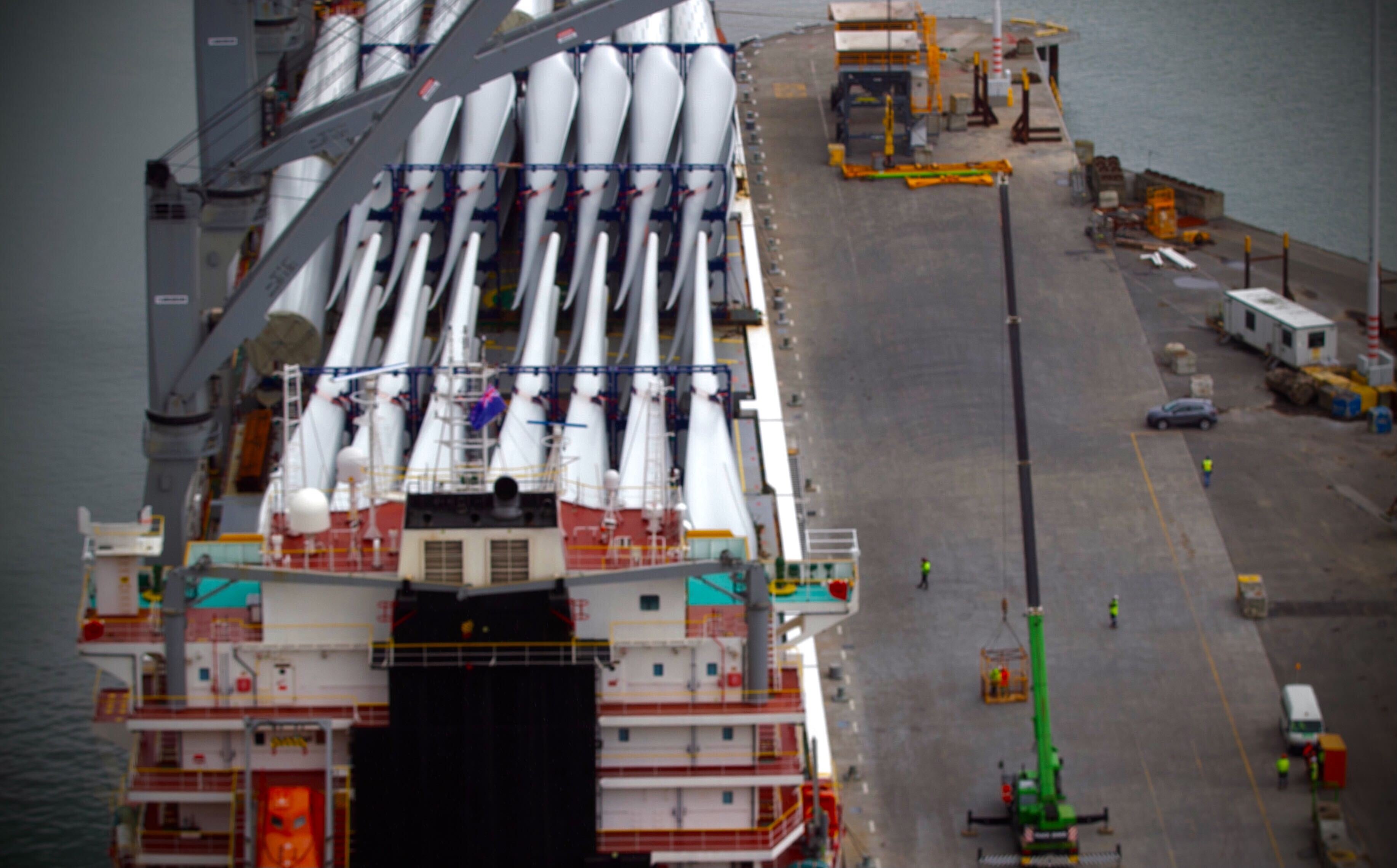 Turbine components arrived in March for the Harapaki wind farm in Hawke's Bay. Photo / Warren Buckland
