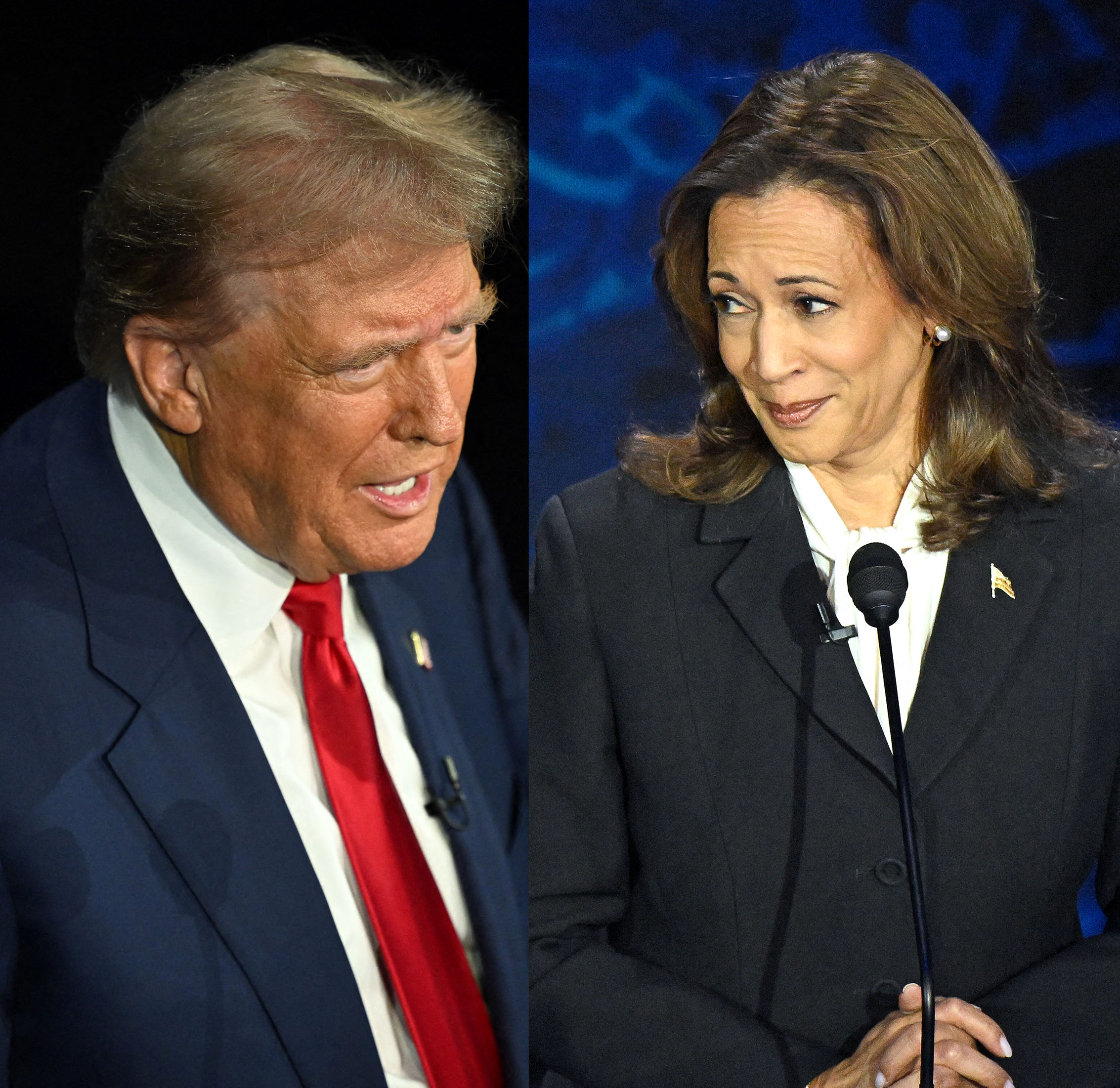 Former US President and Republican presidential candidate Donald Trump speaks during a presidential debate with US Vice President and Democratic presidential candidate Kamala Harris at the National Constitution Center in Philadelphia, Pennsylvania, on September 10, 2024. (Photo by SAUL LOEB / AFP)