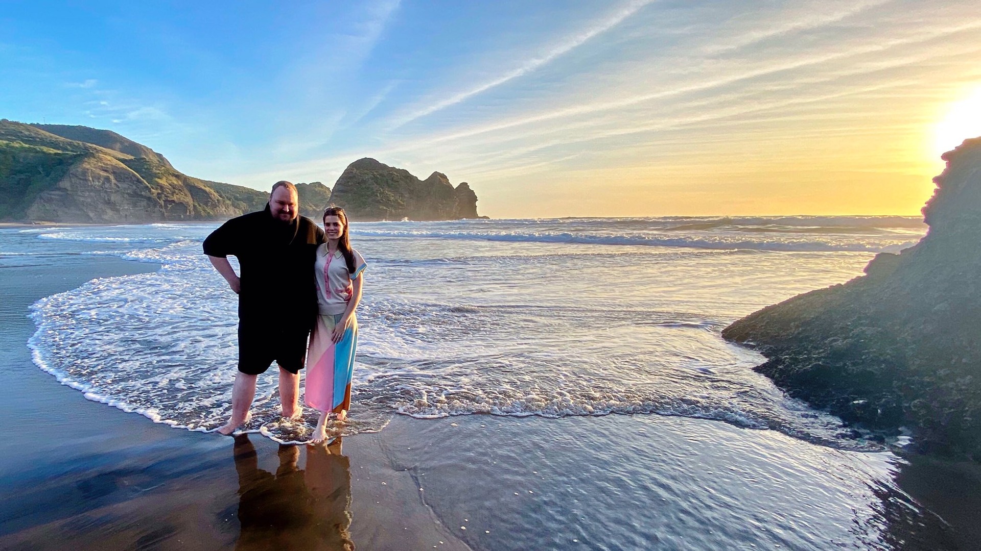 Kim and Liz Dotcom at Piha, near Auckland. Photo / Supplied