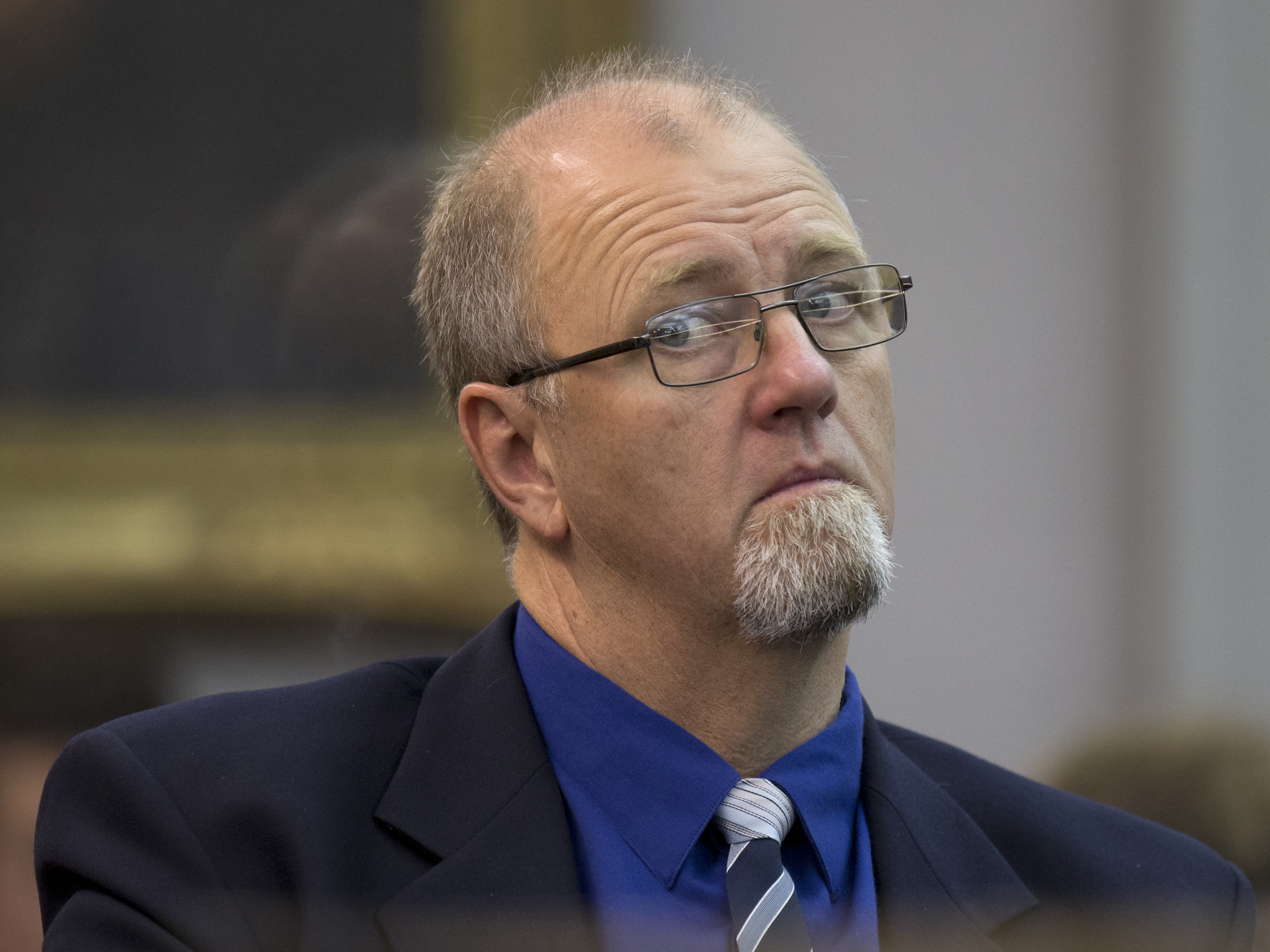Mark Lundy in the dock in March 2015, during his retrial for the 2000 murder of his wife and daughter.  Photo /  Mark Mitchell