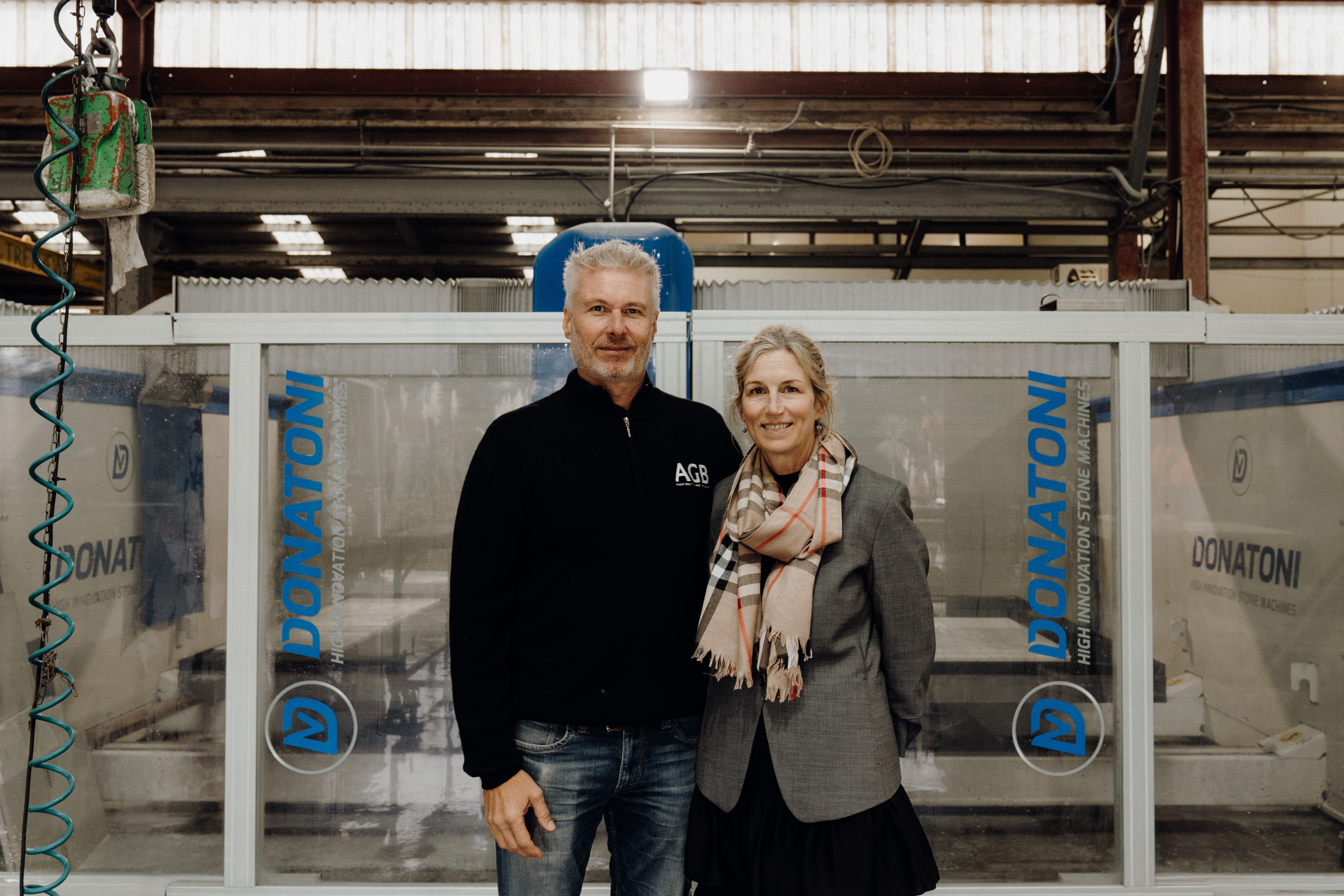 AGB Stone owners Cam and Christine Paranthoiene have committed to lower-silica engineered stone products.