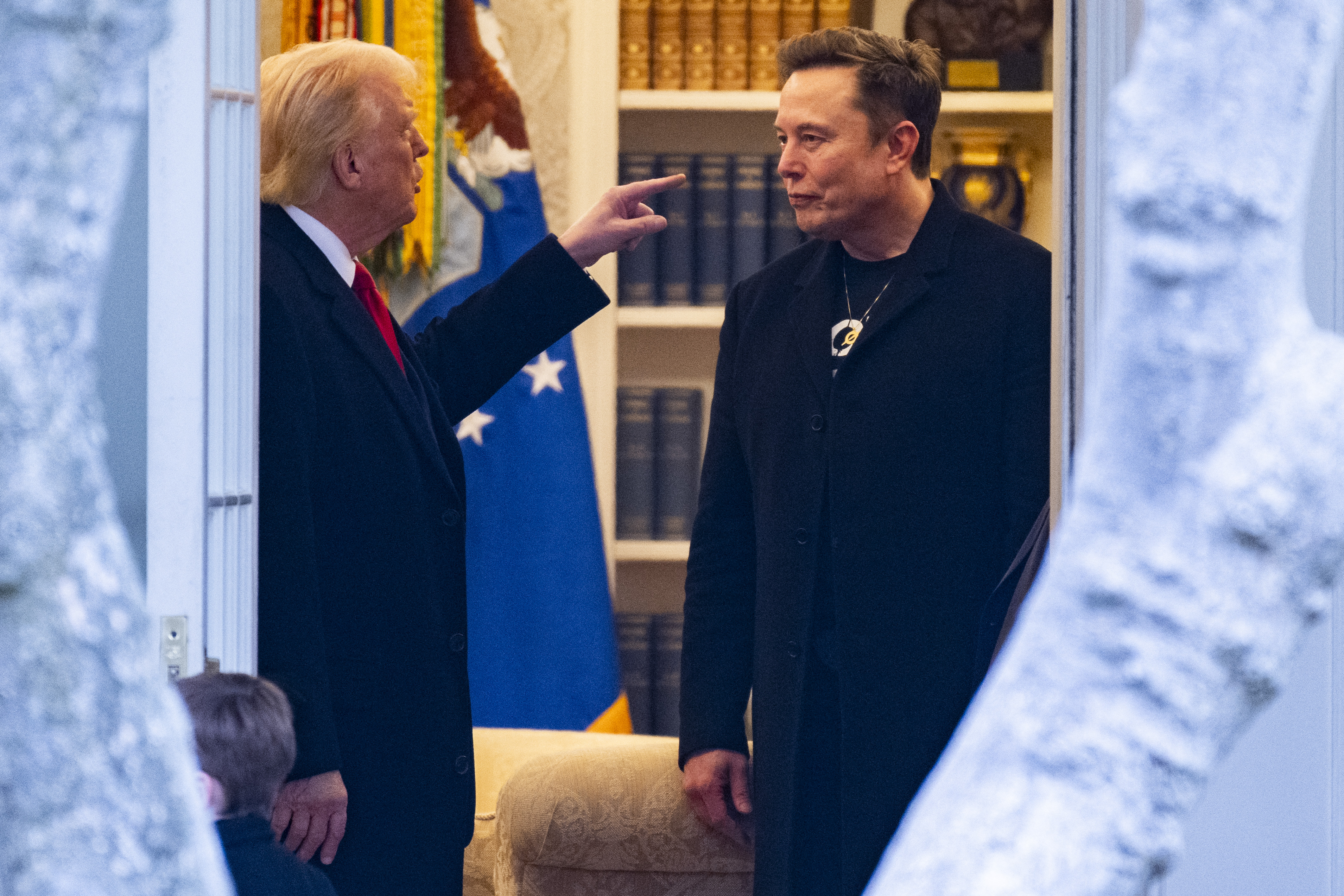 US President Donald Trump and Elon Musk speak in the White House. Musk has announced his departure from Doge. Photo / AFP