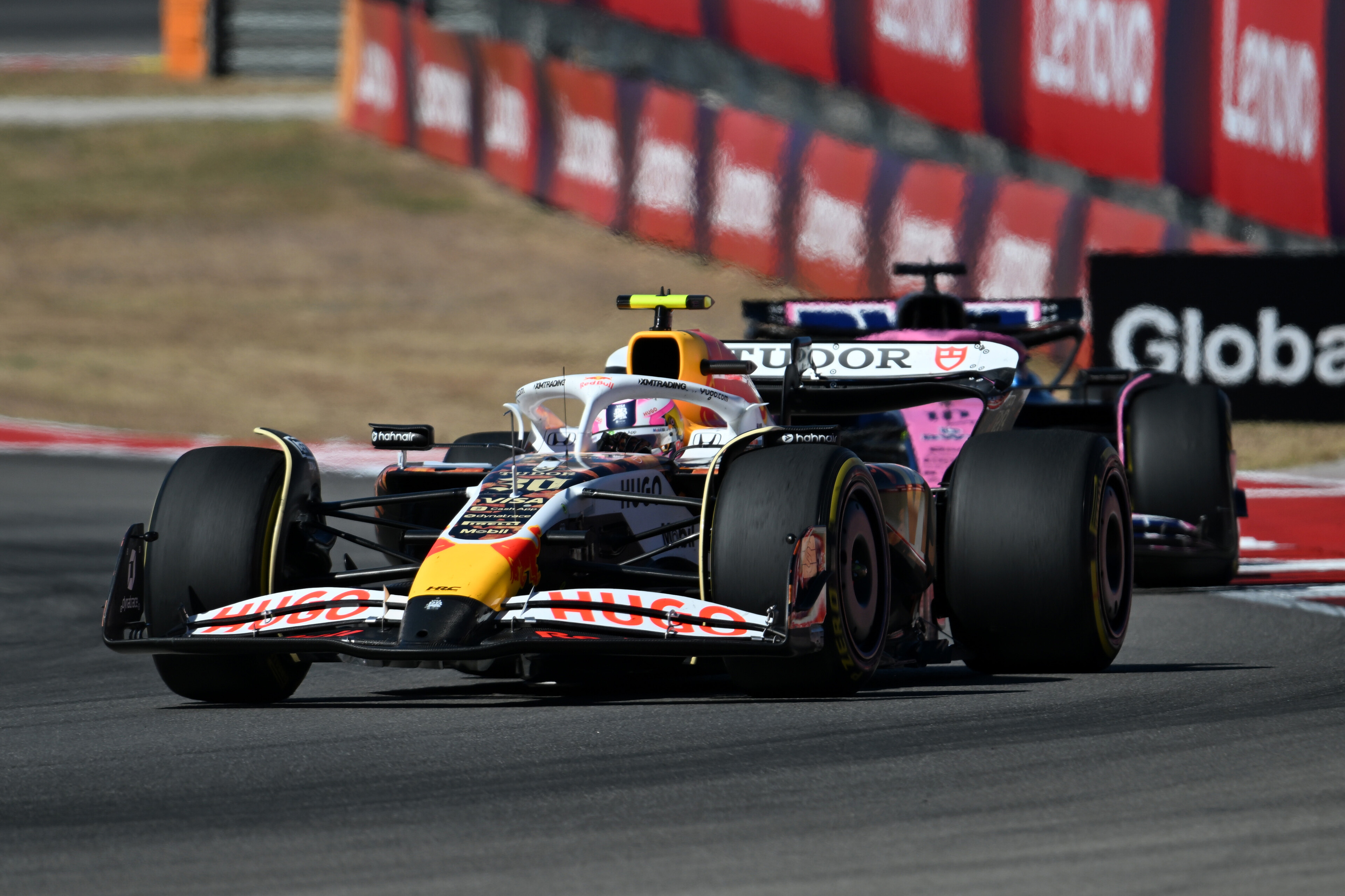 Liam Lawson leads Alpine's Pierre Gasly at Formula One's US Grand Prix. Photo / Red Bull