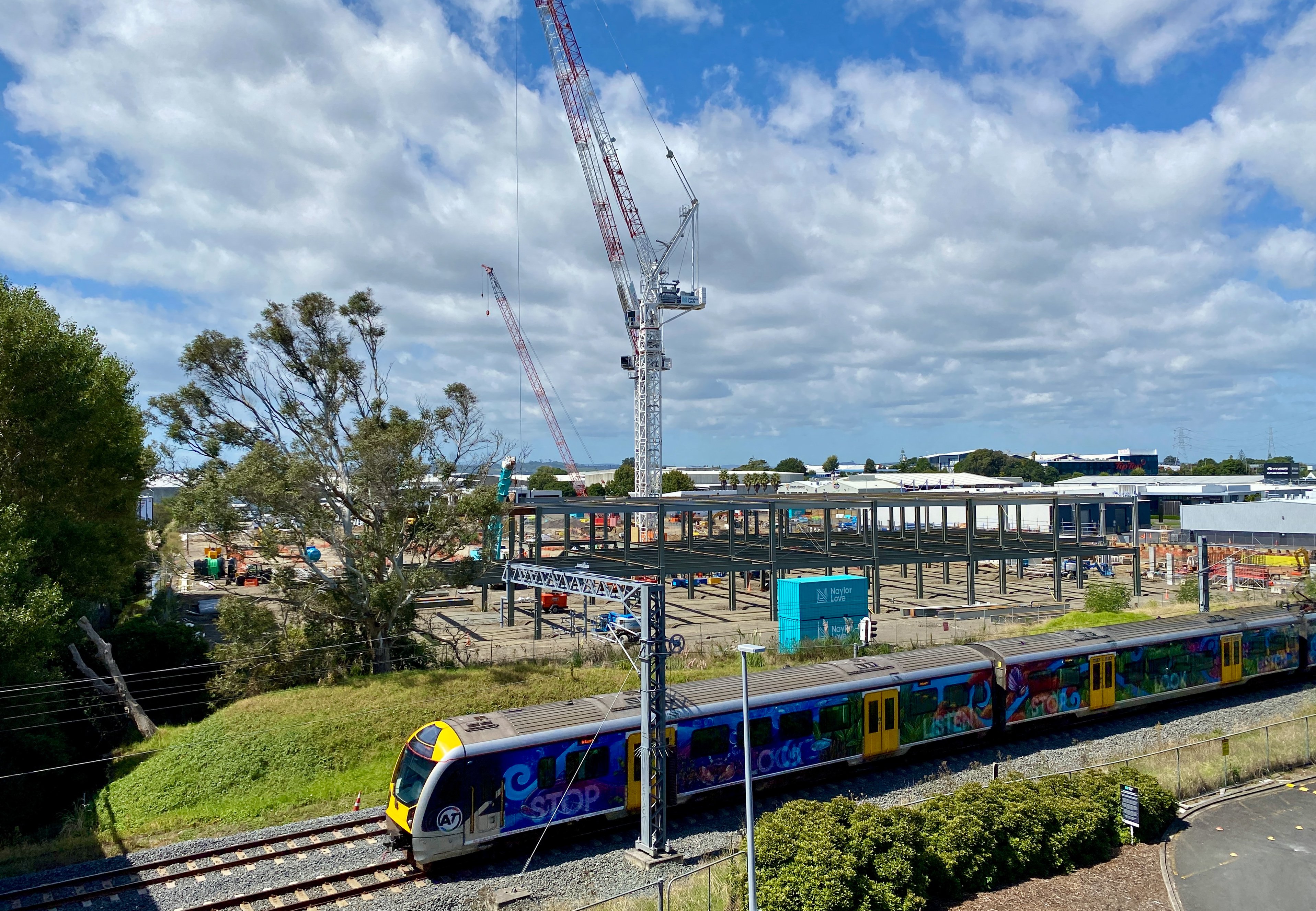 Steel framework for walls is now up at the Ikea site in Mt Wellington, Auckland. Photo / Jason Dorday