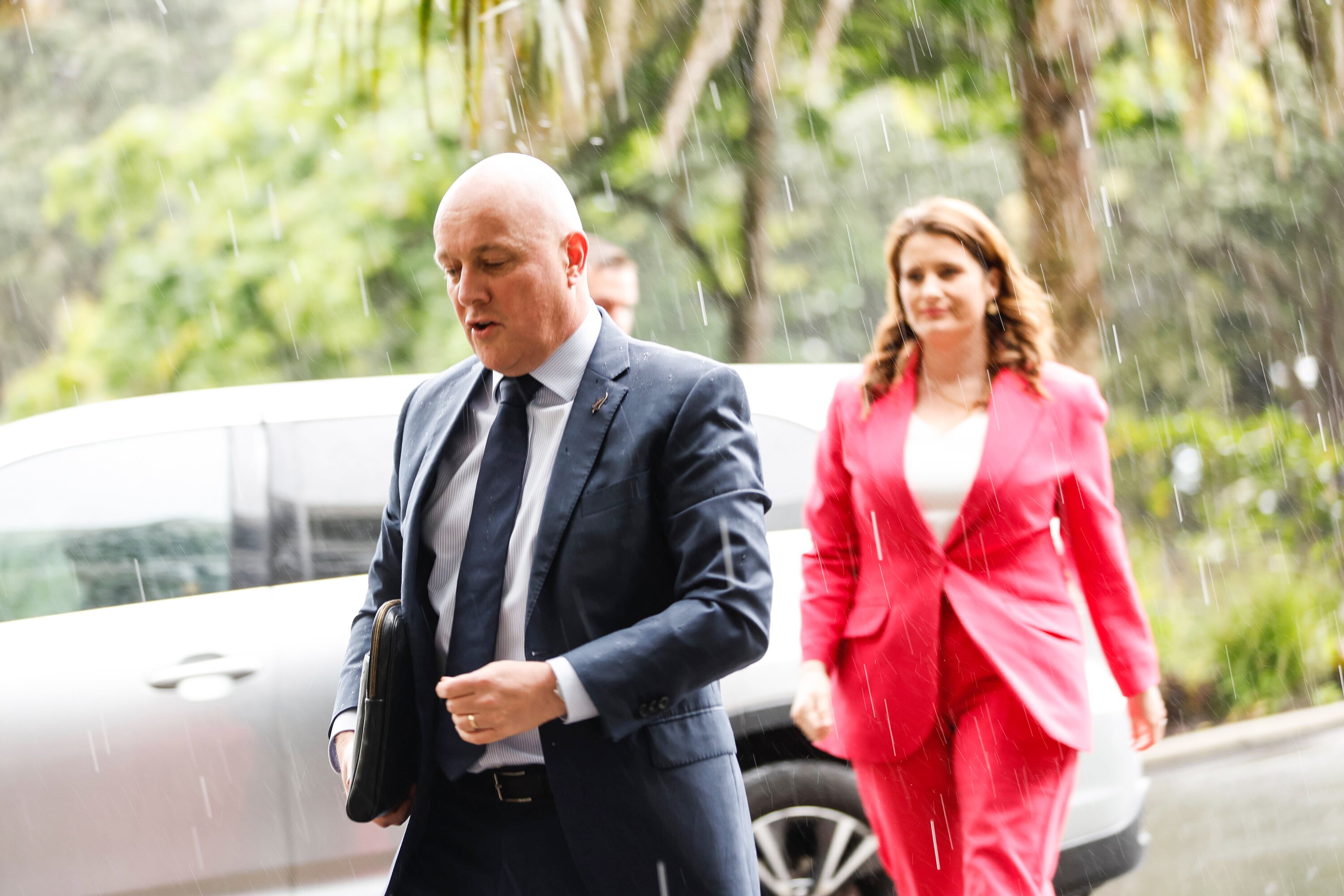National Party leader and Prime minister-elect Christopher Luxon and Deputy Nicola Willis arrive at the Cordis Hotel in central Auckland for coalition talks. Photo / Michael Craig