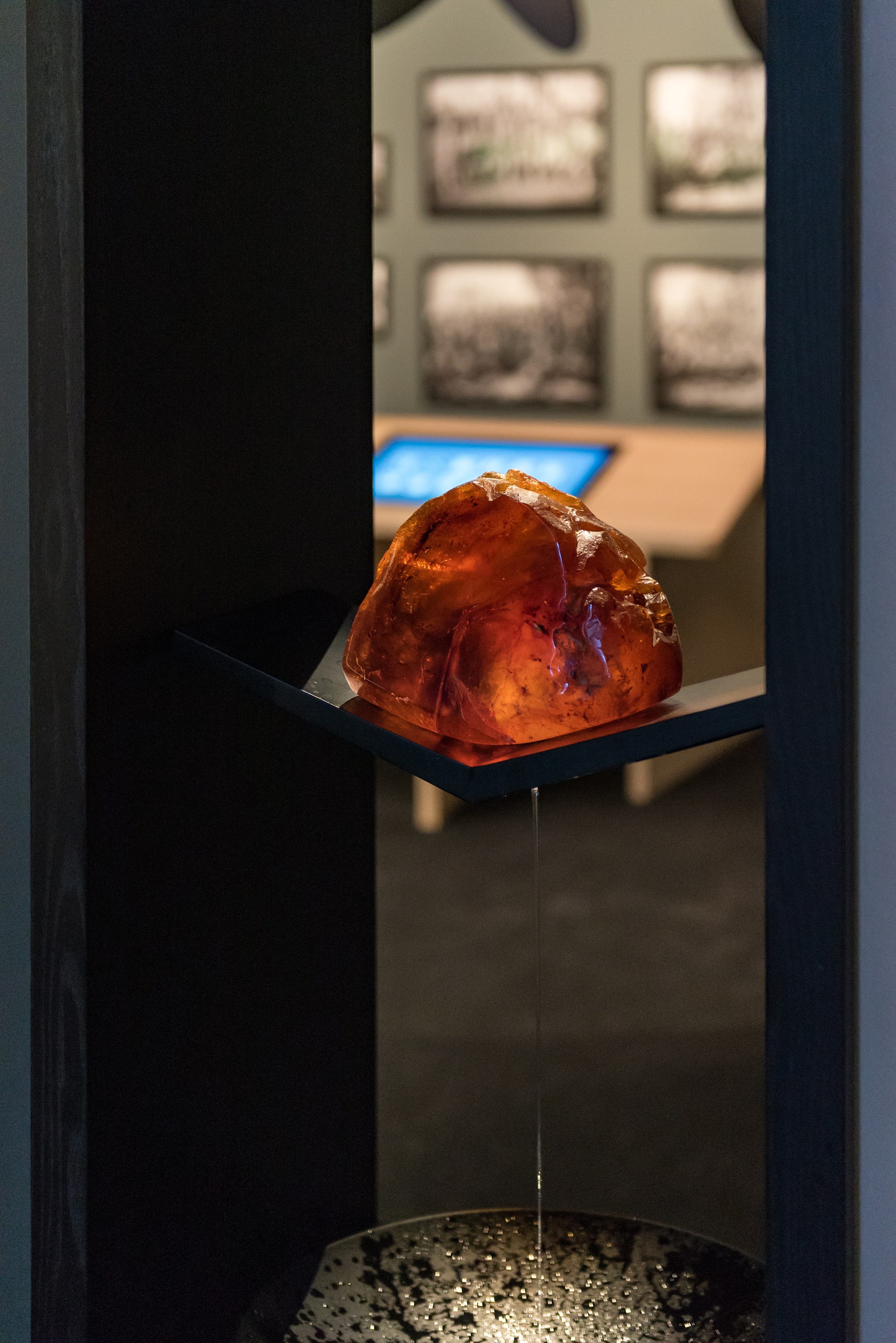 The kauri gum water fountain at Te Rau Aroha Museum of the Price of Citizenship at the Waitangi Treaty Grounds.