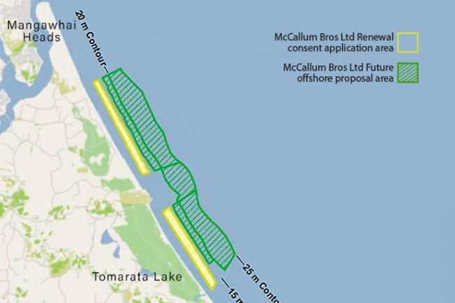 A proposal from another company McCullum Bros to dredge sand from a similiar area. Image / Supplied