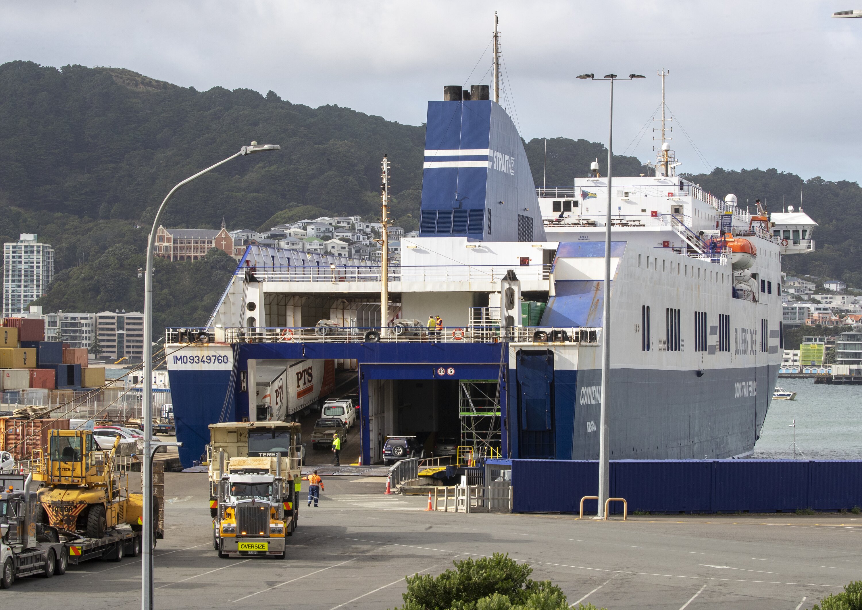 The Bluebridge Cook Strait ferry Connemara pictured at its terminal on Waterloo Quay in March, 2023. The vessel had to be towed back to port last night. Photo / Mark Mitchell