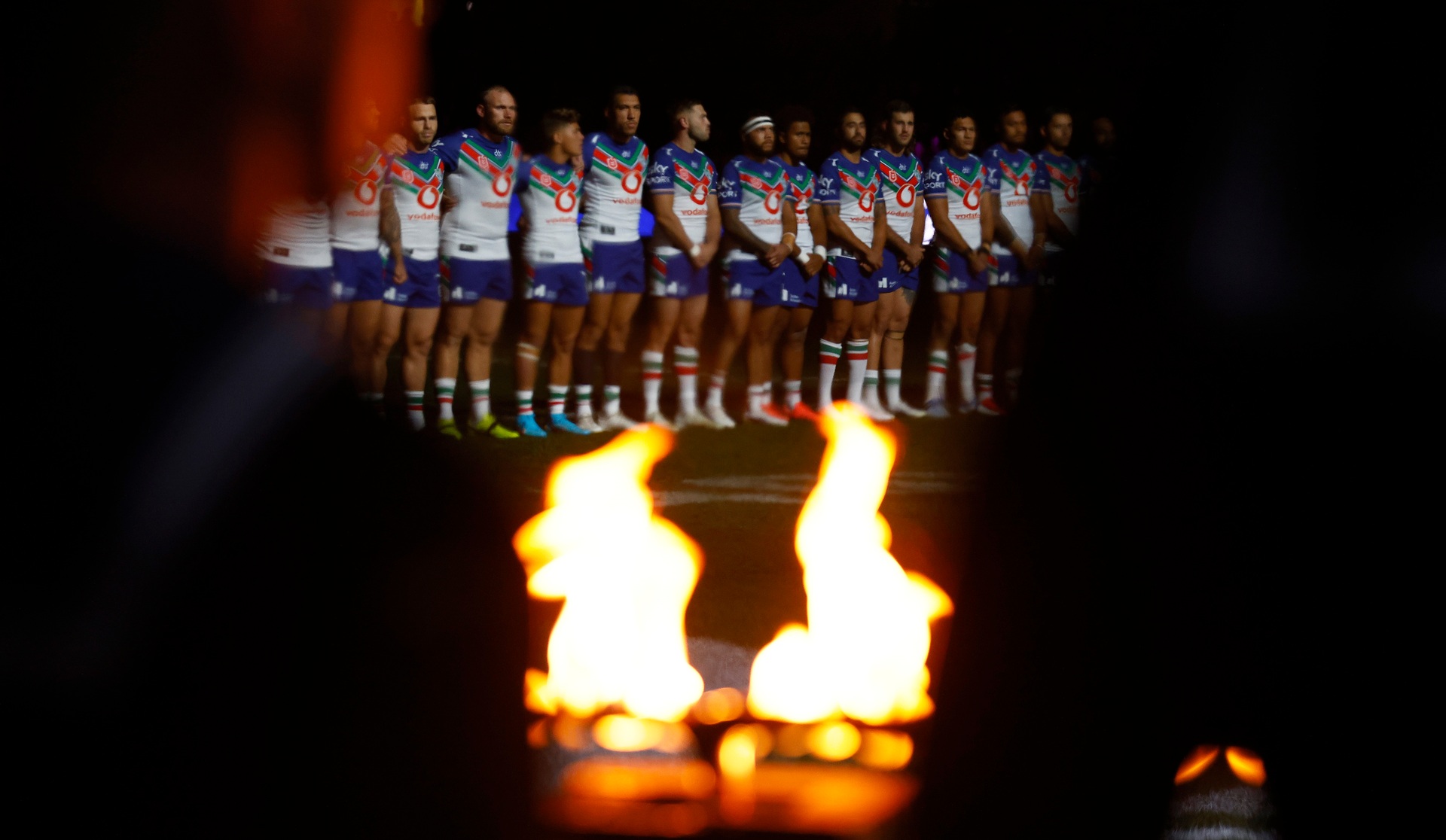 The Warriors line up ahead of a match. Photo / Getty
