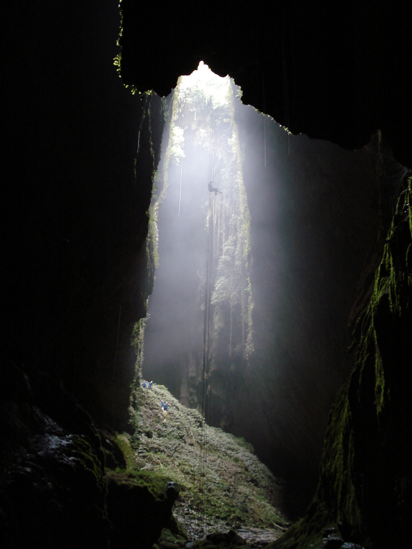 Abseiling into the Waitomo Caves. Photo / Waitomo Adventures