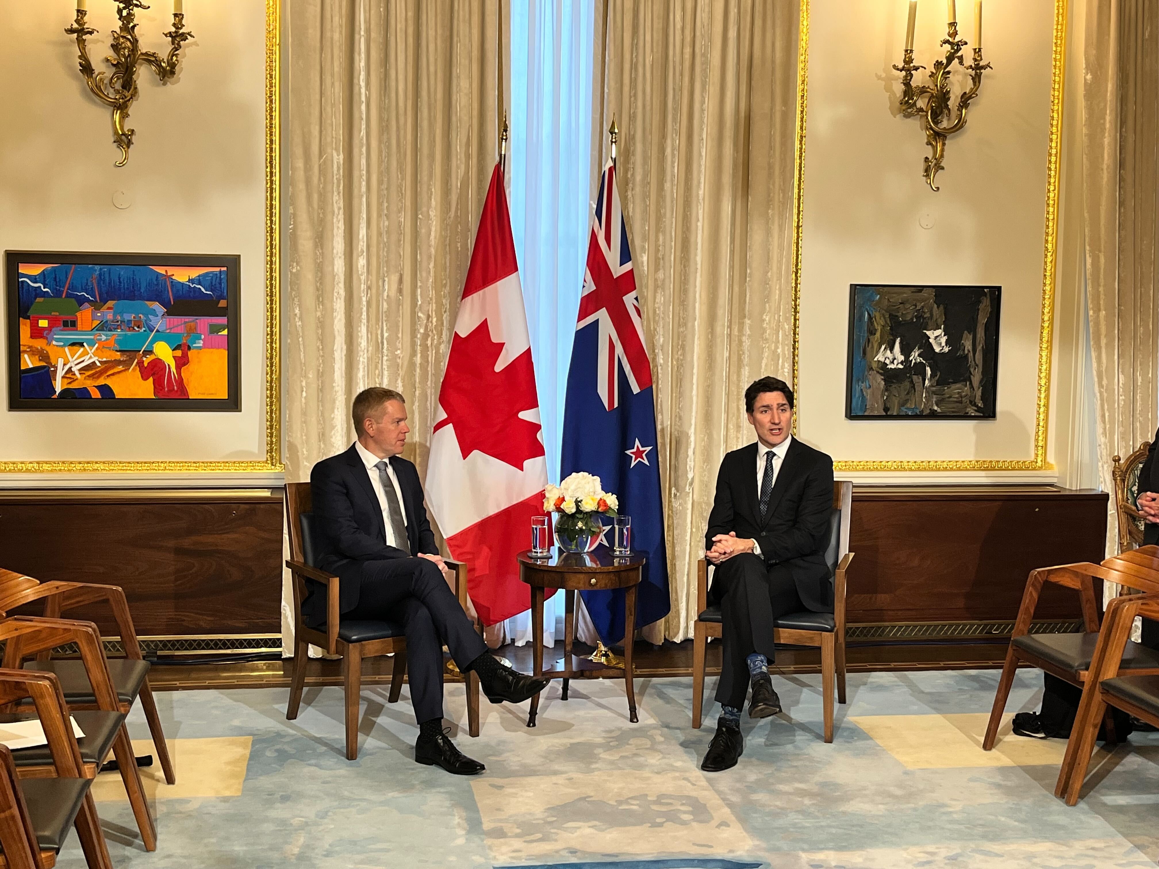 Prime Minister Chris Hipkins with Canadian Prime Minister Justin Trudeau. Photo / Jenni Mortimer.