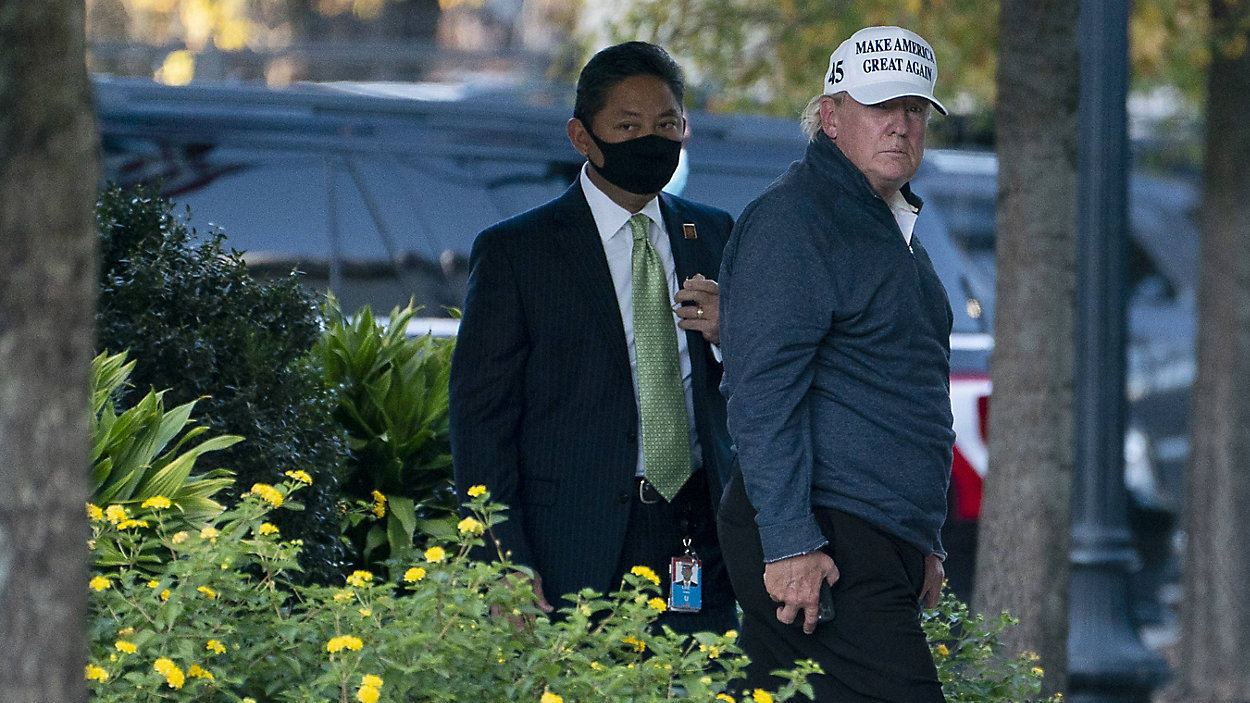 President Donald Trump returns to the White House after playing a round of golf yesterday. Photo / AP
