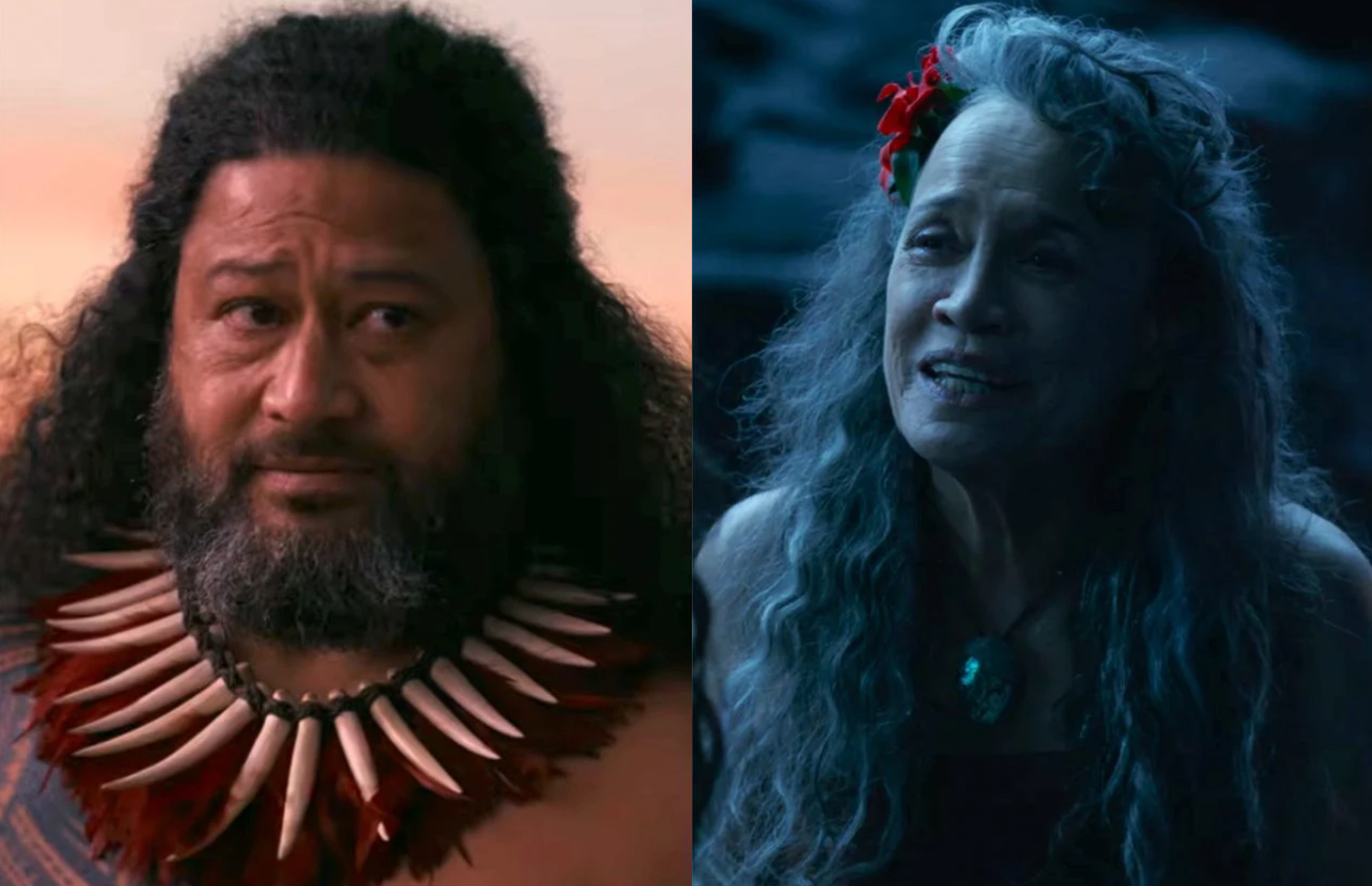 John Tui as Chief Tui and Rena Owen as Gramma Tala. Photo / Disney