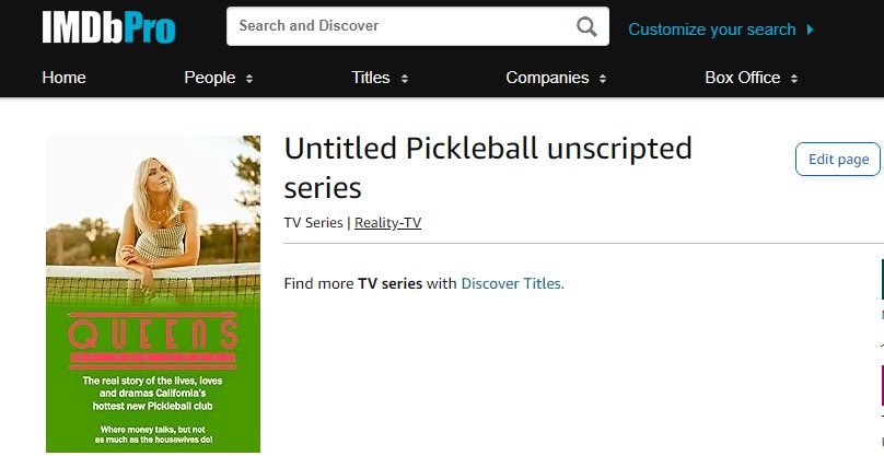 A new Pickleball TV series is attached to the Darci Penn biography.