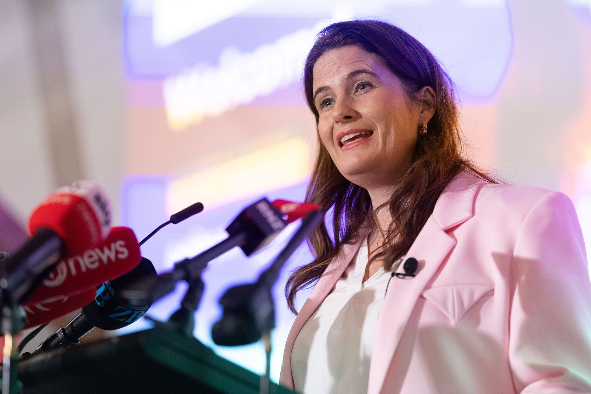 Minister of Finance Nicola Willis speaks at a pre budget breakfast at the Silver Stream retreat in Wellington. Photo / Marty Melville